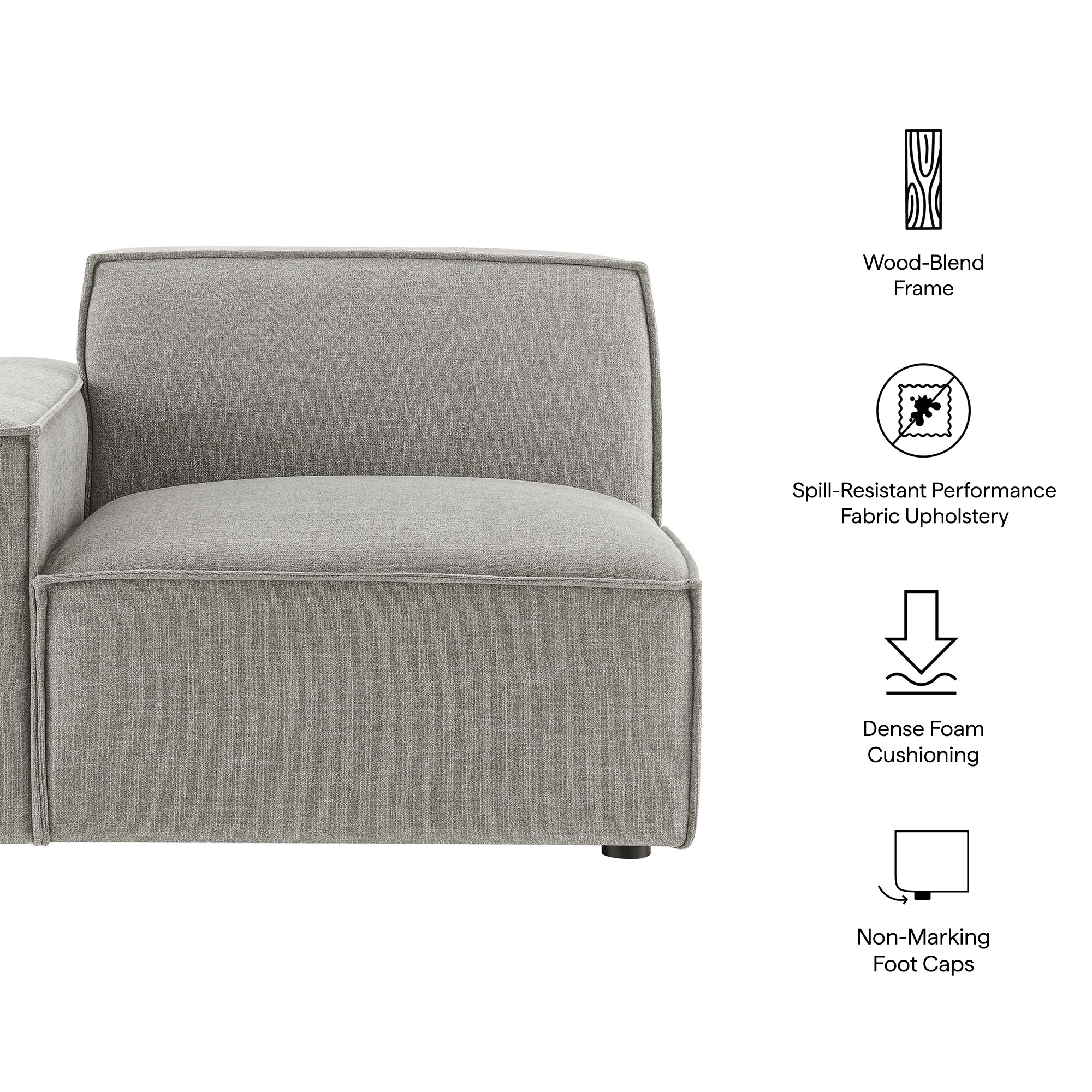 Restore Performance Fabric Upholstered Left-Facing Modular Lounge Chair by Modway - Image 38