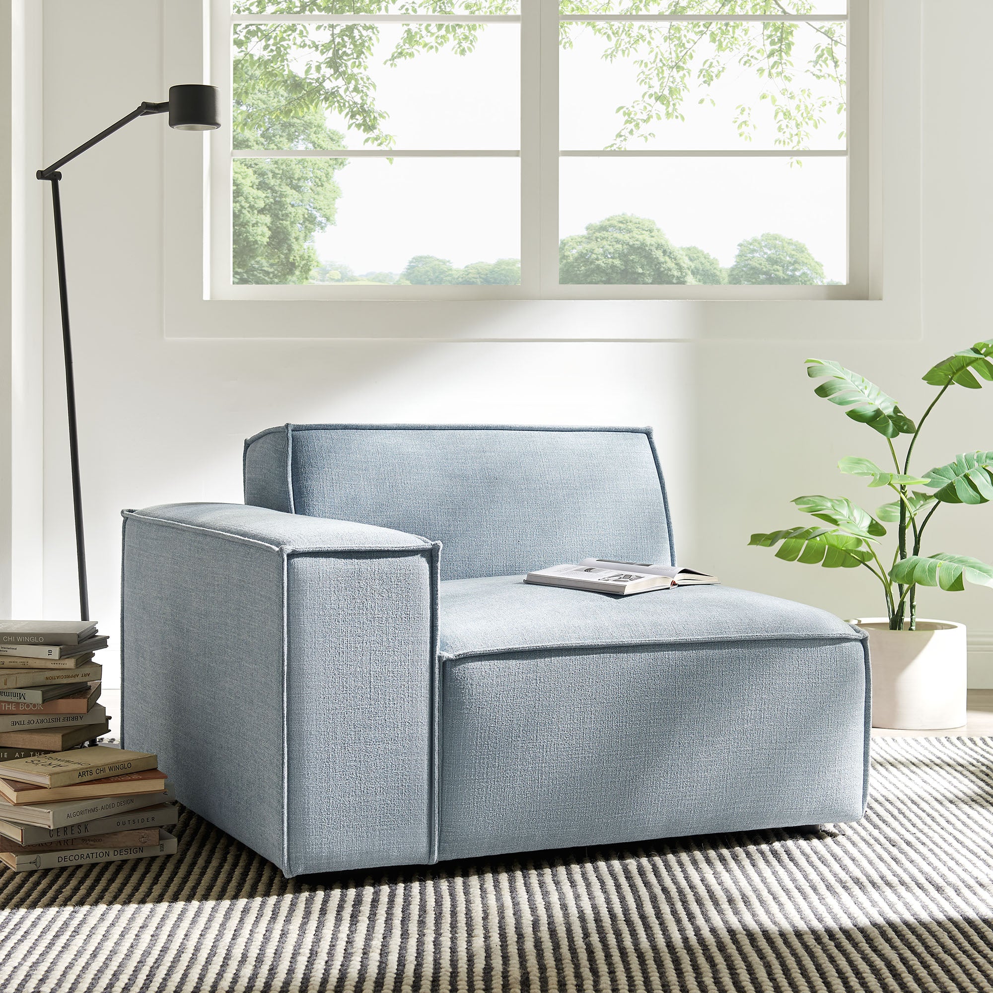 Restore Performance Fabric Upholstered Left-Facing Modular Lounge Chair by Modway - Image 47