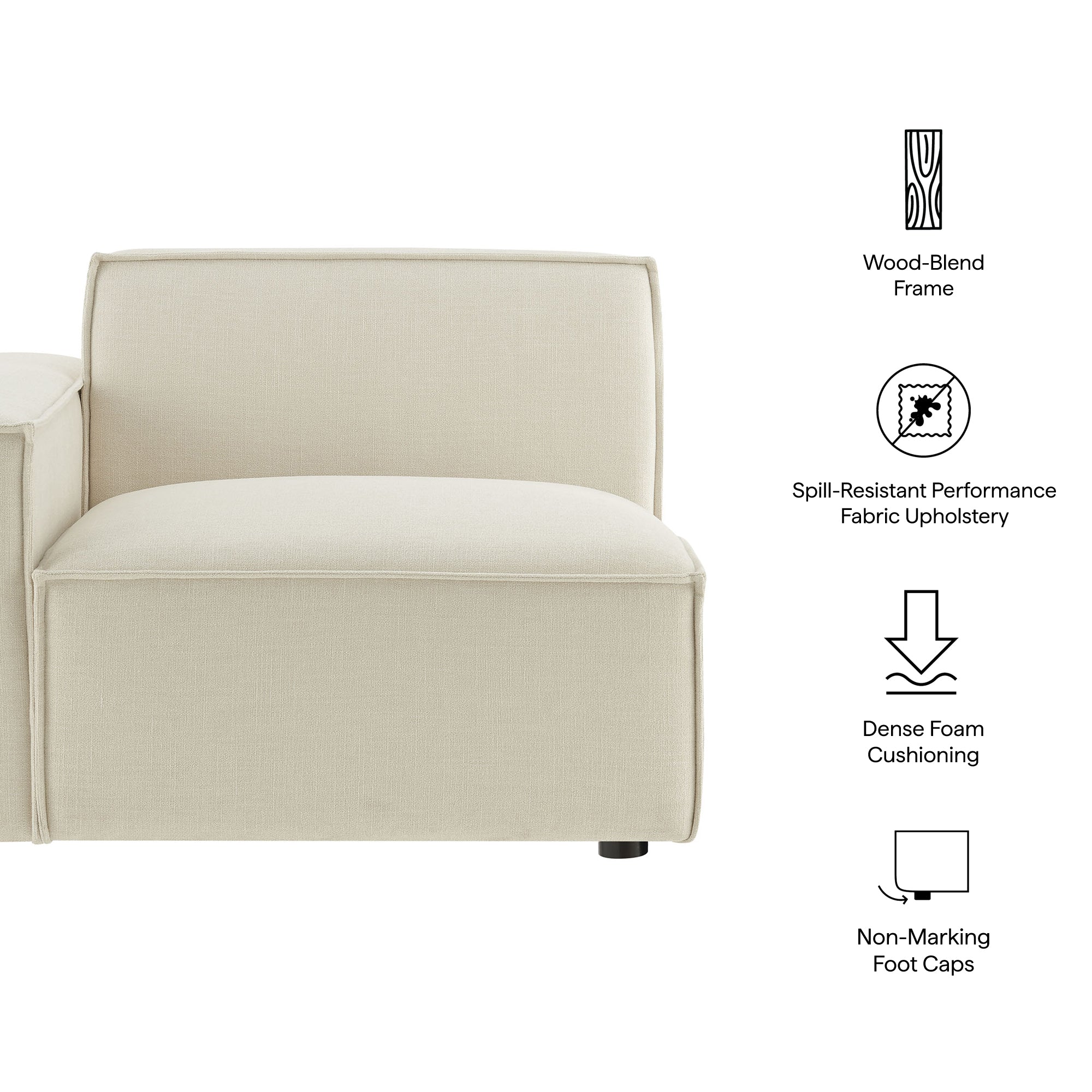 Restore Performance Fabric Upholstered Left-Facing Modular Lounge Chair by Modway - Image 8