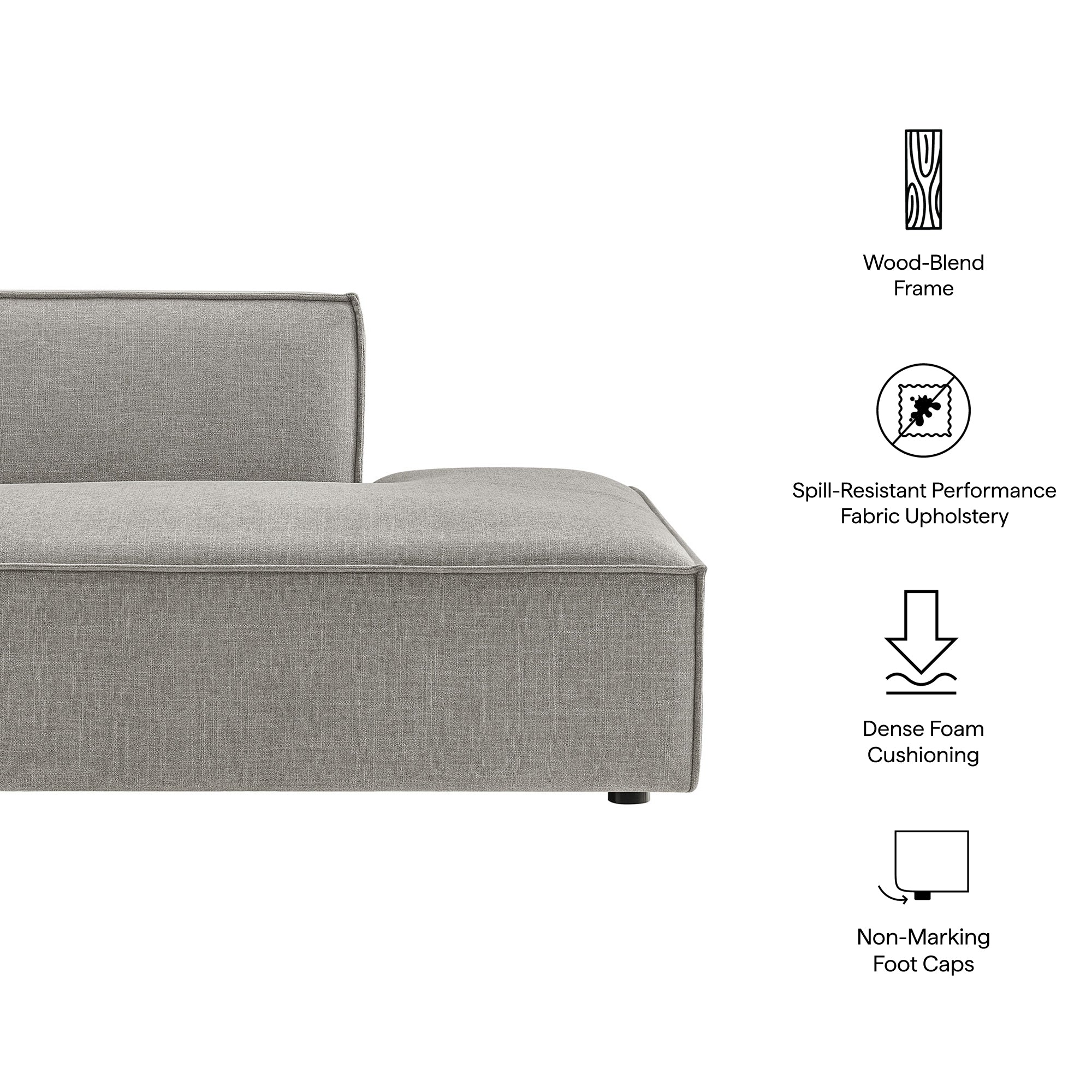 Restore Performance Fabric Upholstered Right-Facing Armless Modular Chaise by Modway - Image 38