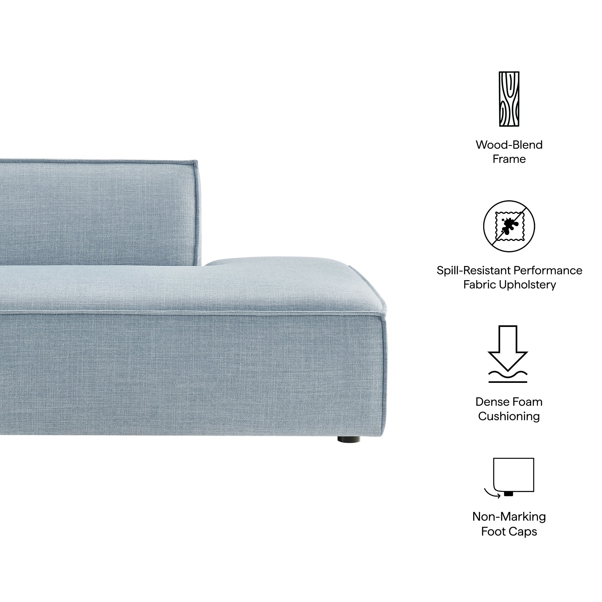 Restore Performance Fabric Upholstered Right-Facing Armless Modular Chaise by Modway - Image 48