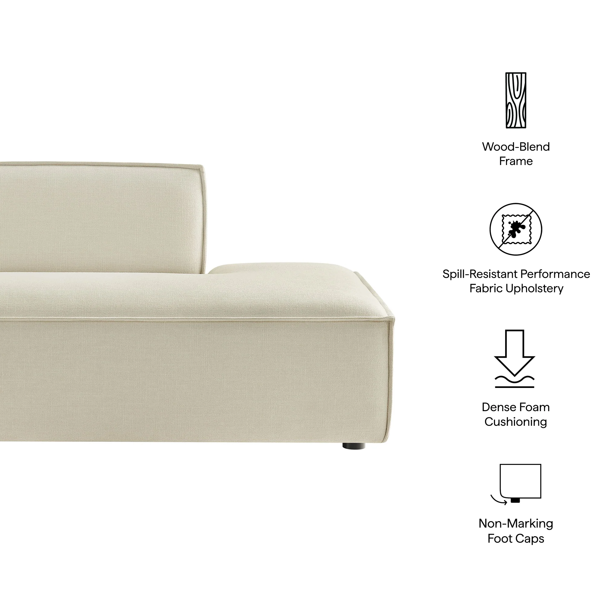 Restore Performance Fabric Upholstered Right-Facing Armless Modular Chaise by Modway - Image 8