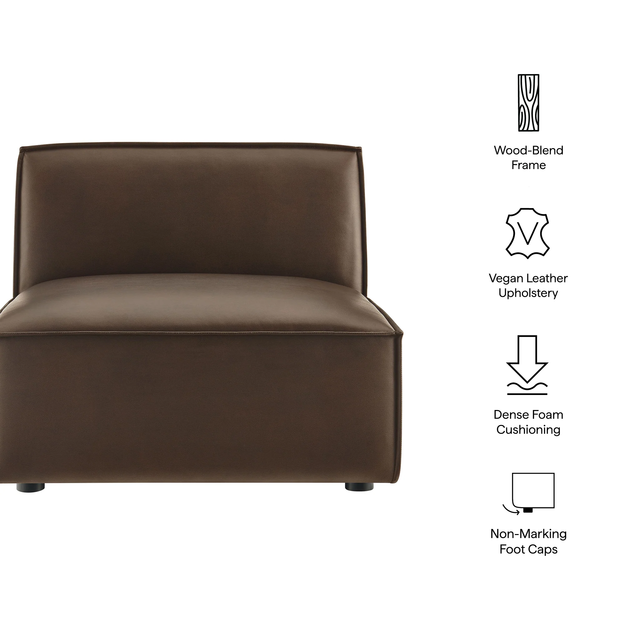 Restore Vegan Leather Armless Modular Chair by Modway - Image 8