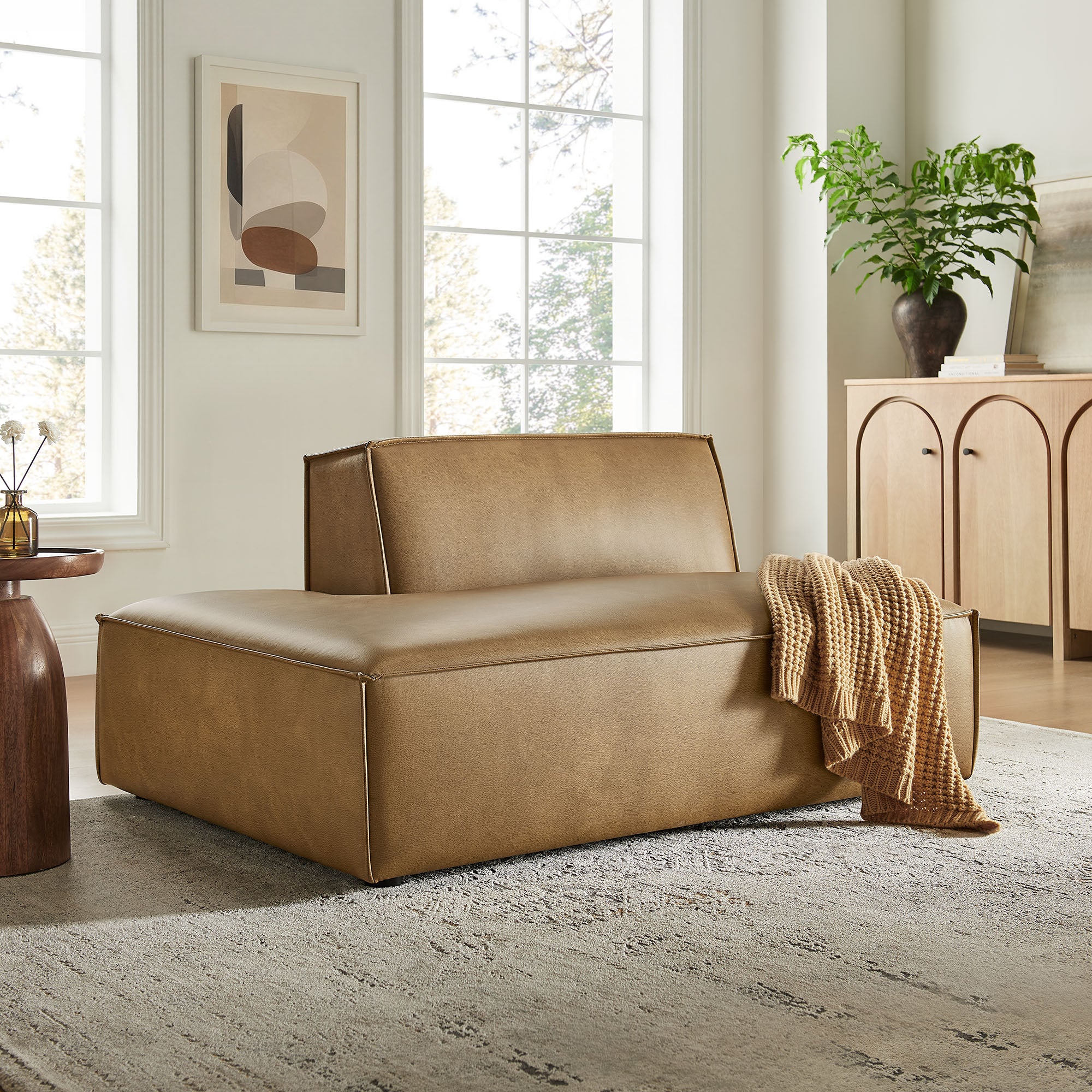 Restore Vegan Leather Left-Facing Armless Modular Chaise by Modway - Image 16