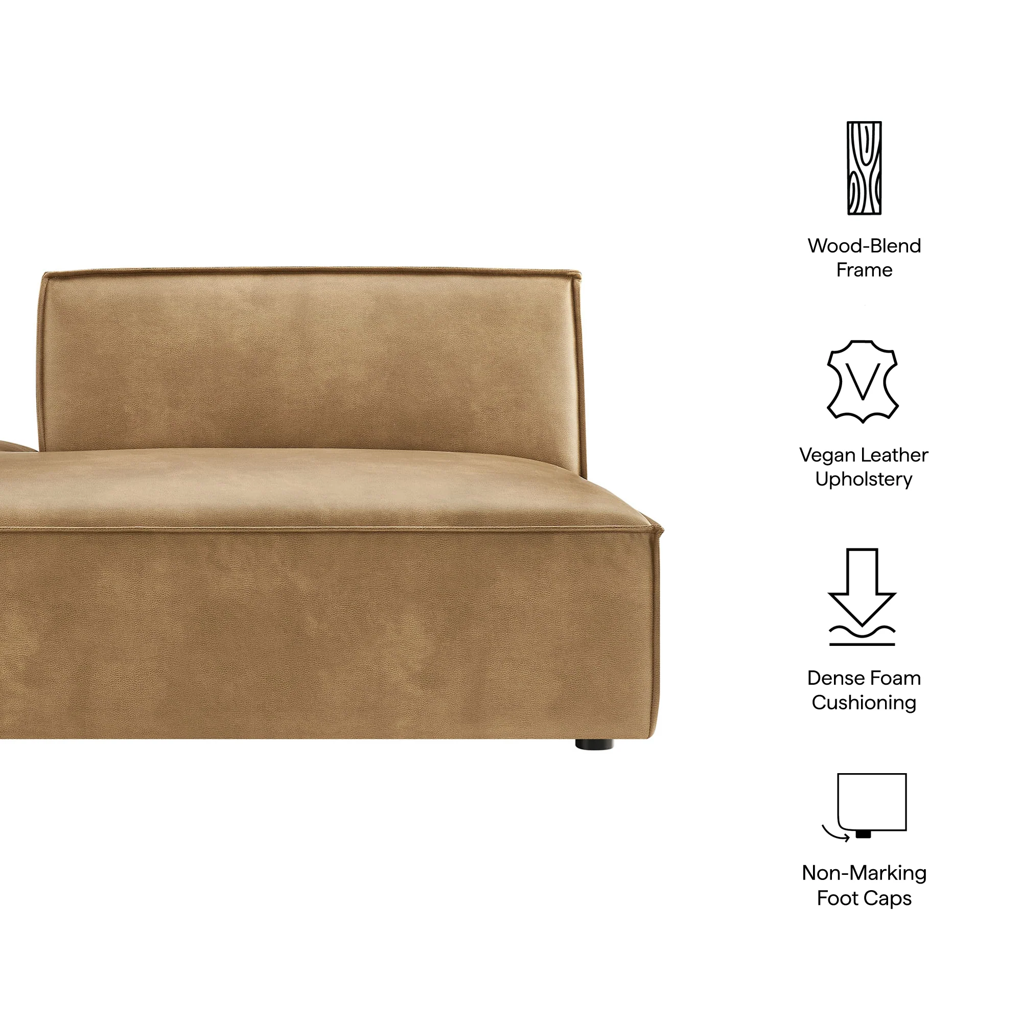 Restore Vegan Leather Left-Facing Armless Modular Chaise by Modway - Image 17