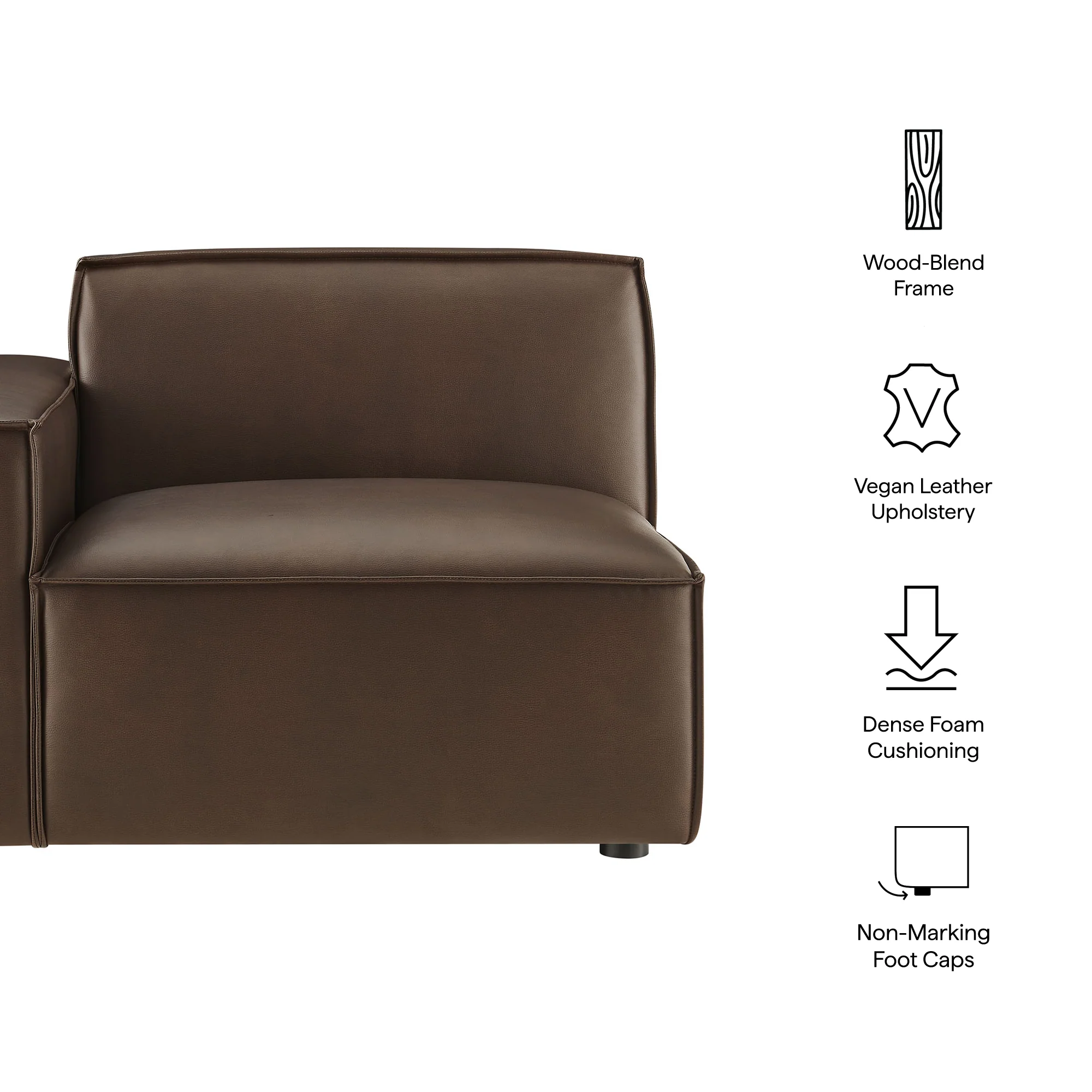 Restore Vegan Leather Left-Facing Modular Lounge Chair by Modway - Image 8
