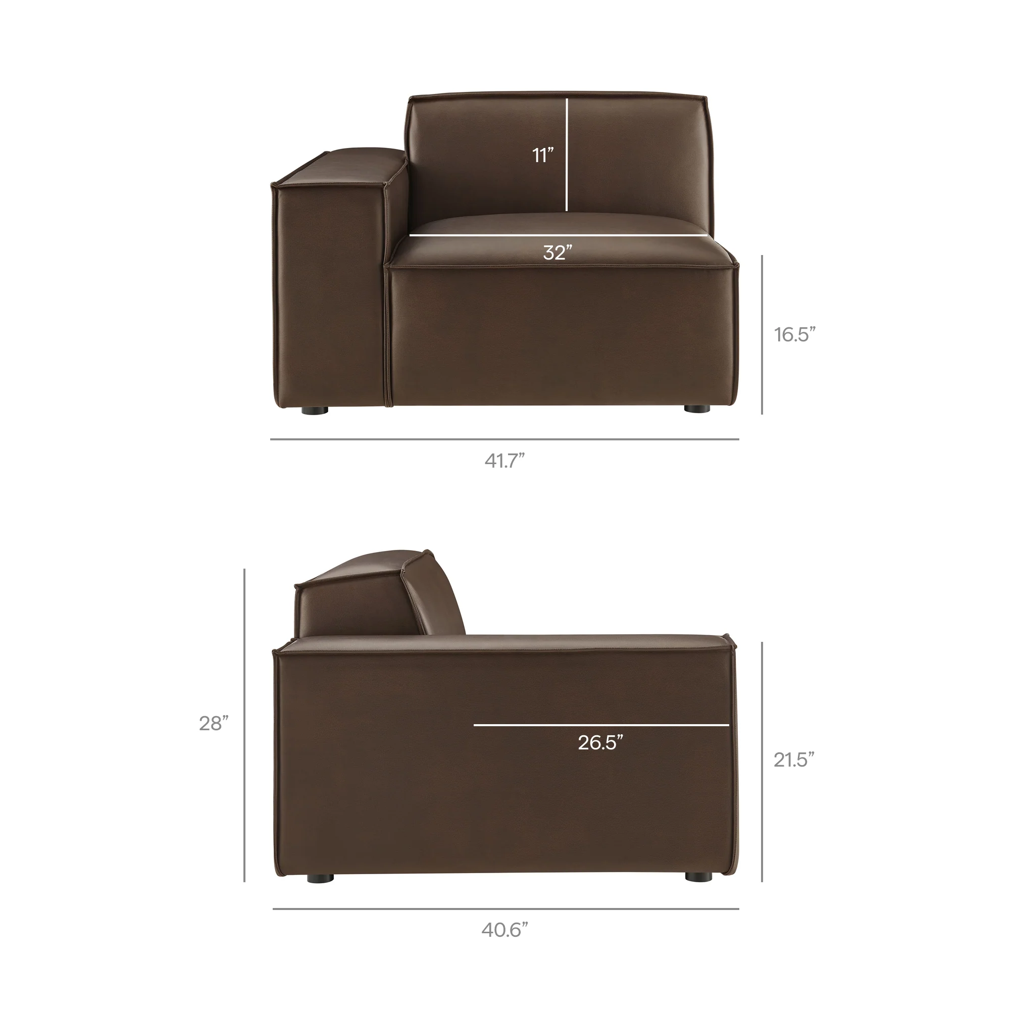 Restore Vegan Leather Left-Facing Modular Lounge Chair by Modway - Image 9