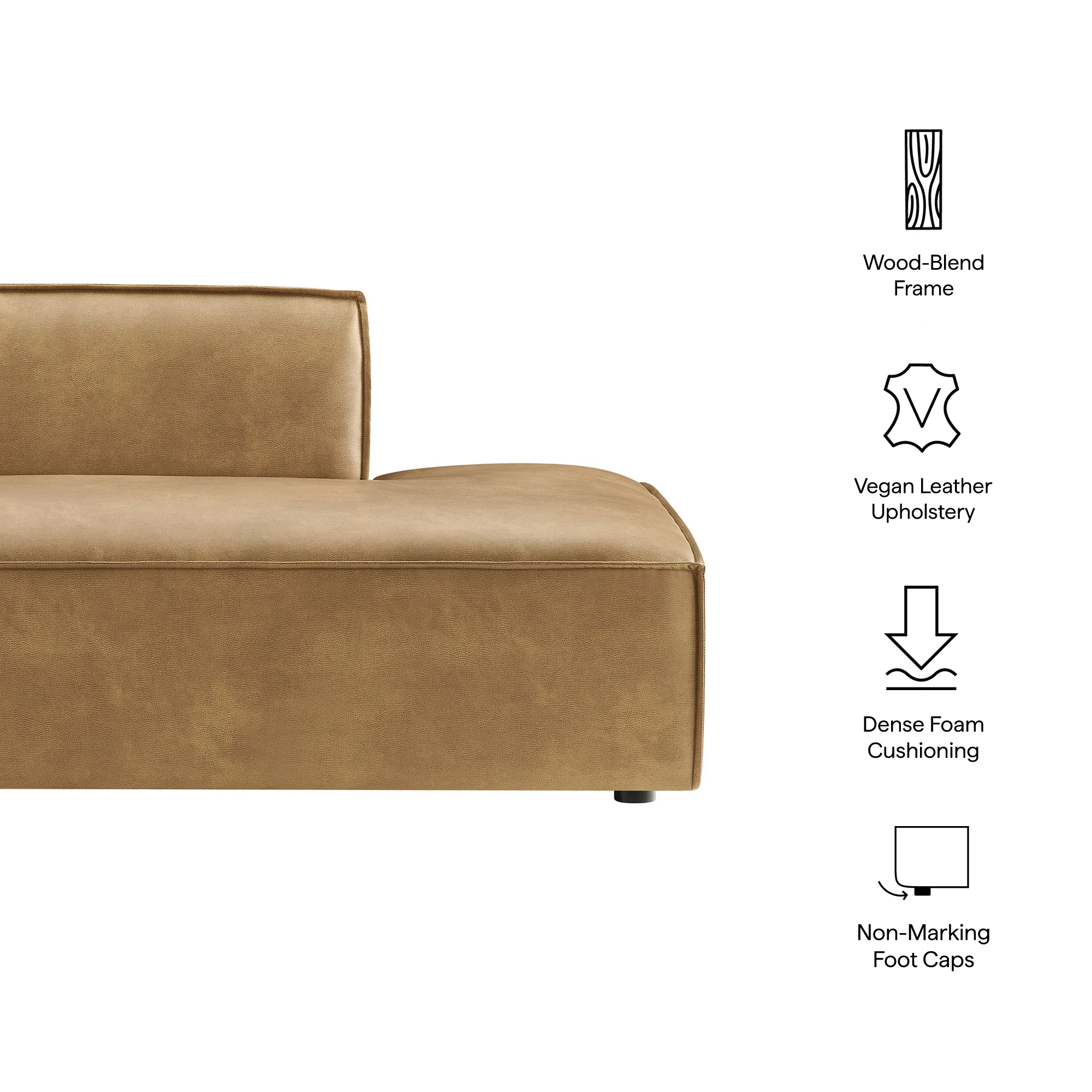 Restore Vegan Leather Right-Facing Armless Modular Chaise by Modway - Image 17