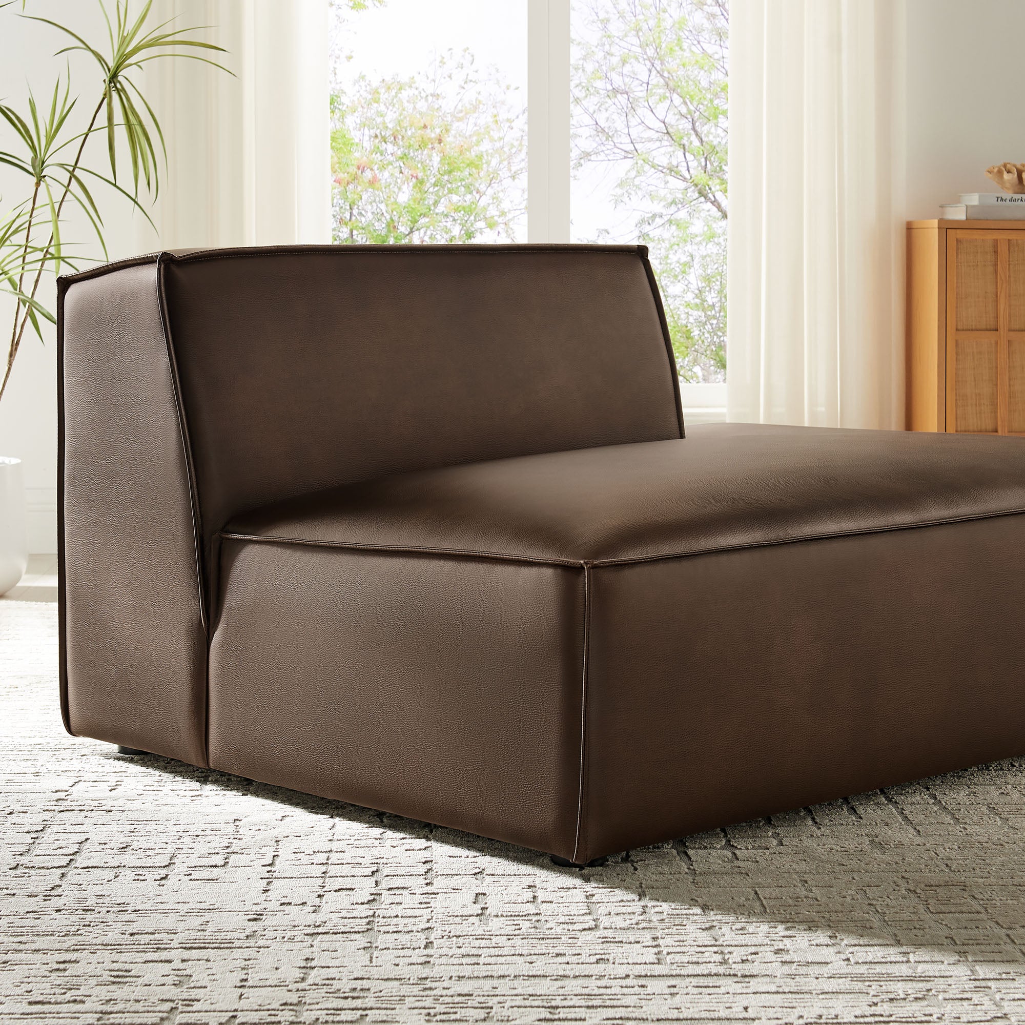Restore Vegan Leather Right-Facing Armless Modular Chaise by Modway - Image 7