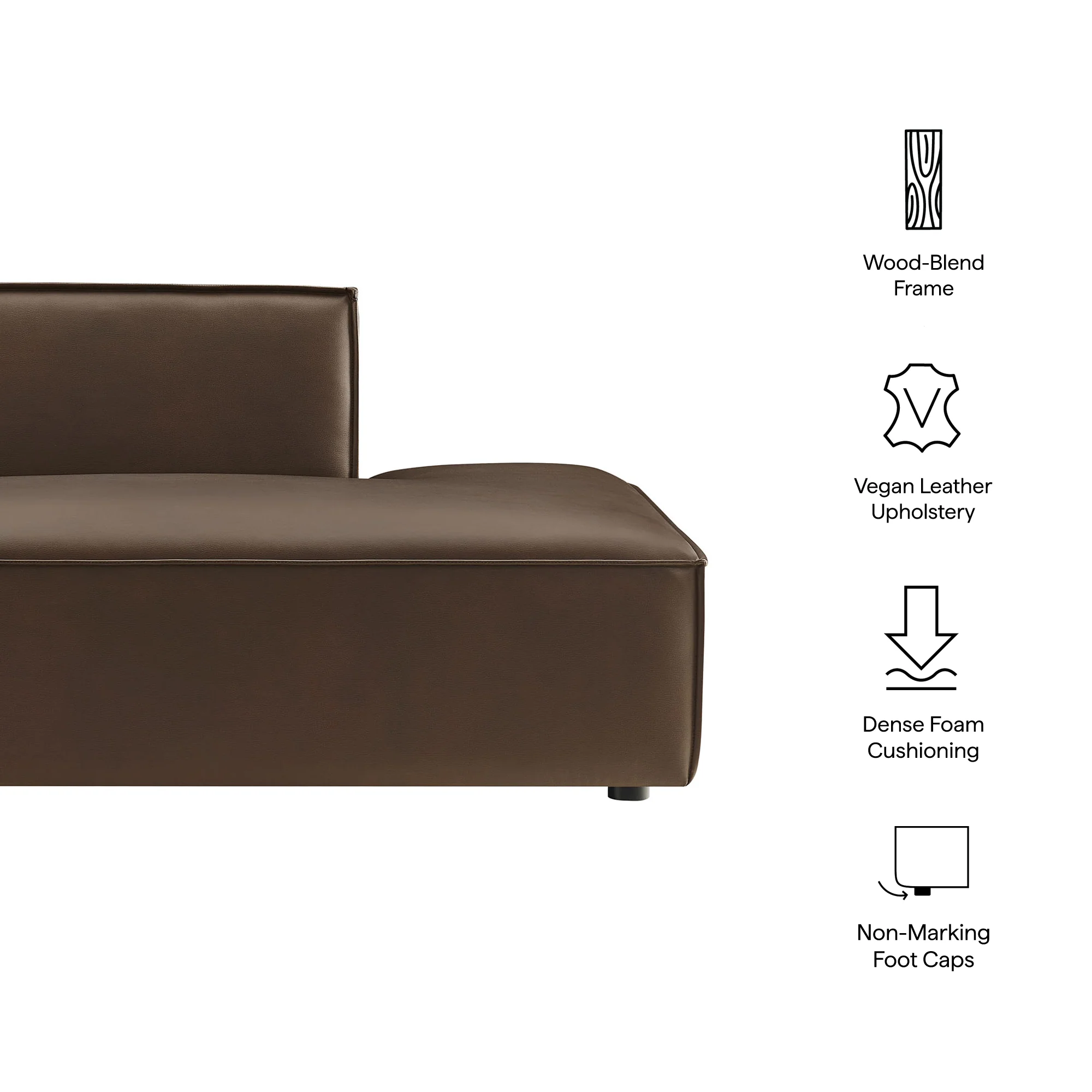 Restore Vegan Leather Right-Facing Armless Modular Chaise by Modway - Image 8