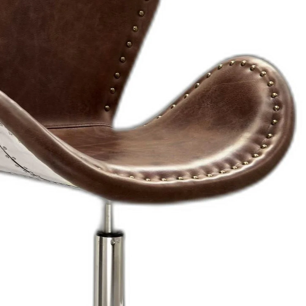 Retro Brown Leather Accent Chair (1Pc) By Homeroots - Image 5