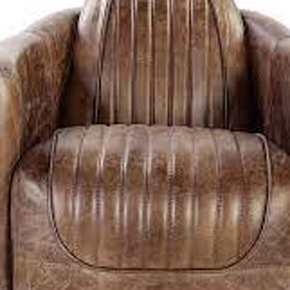 Retro Brown Leather Chair By Homeroots - Image 2