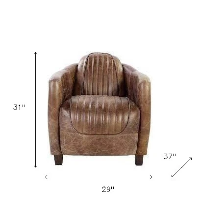 Retro Brown Leather Chair By Homeroots - Image 3