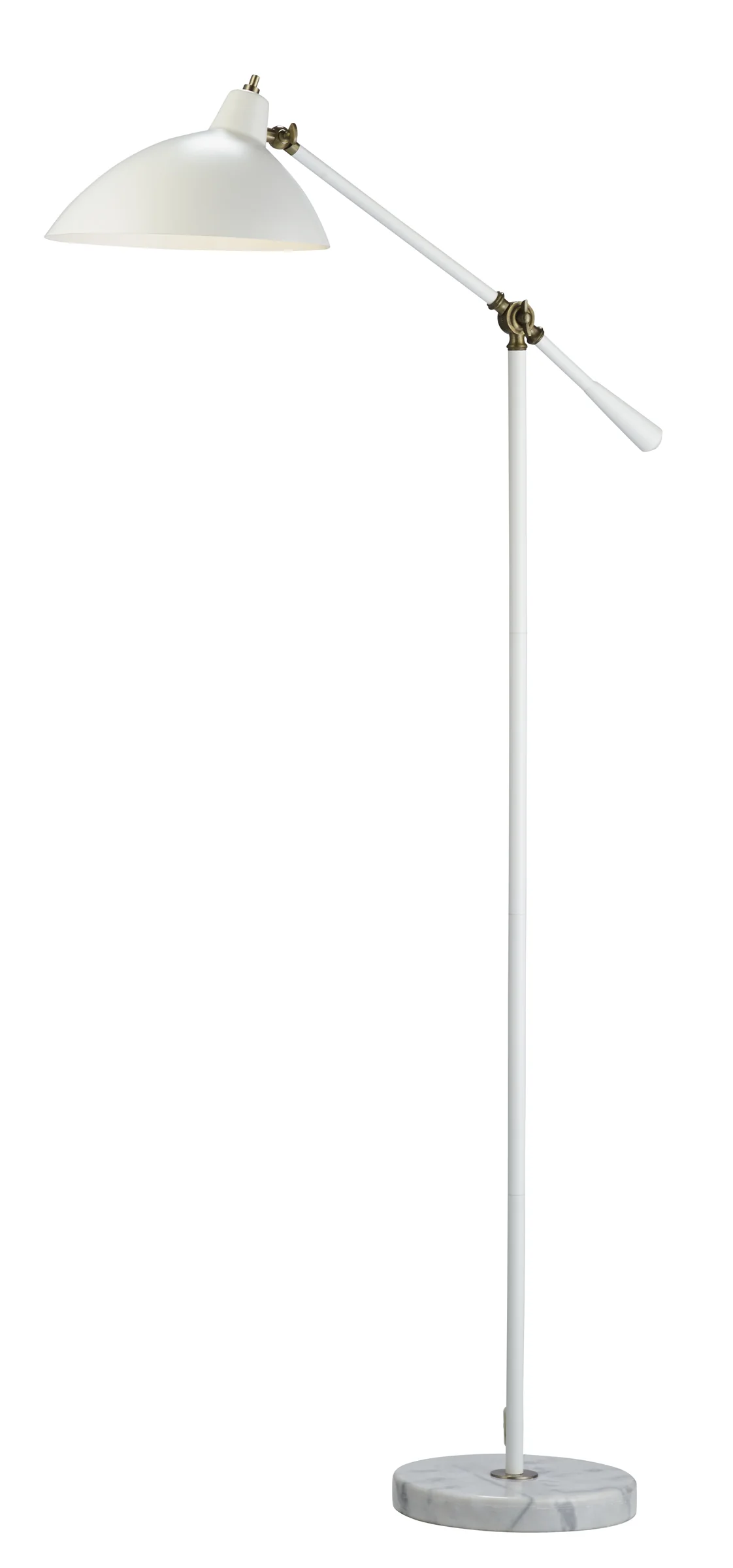 Retro Floor Lamp with Adjustable Abstract Oval White Metal Shade By Homeroots - Image 2