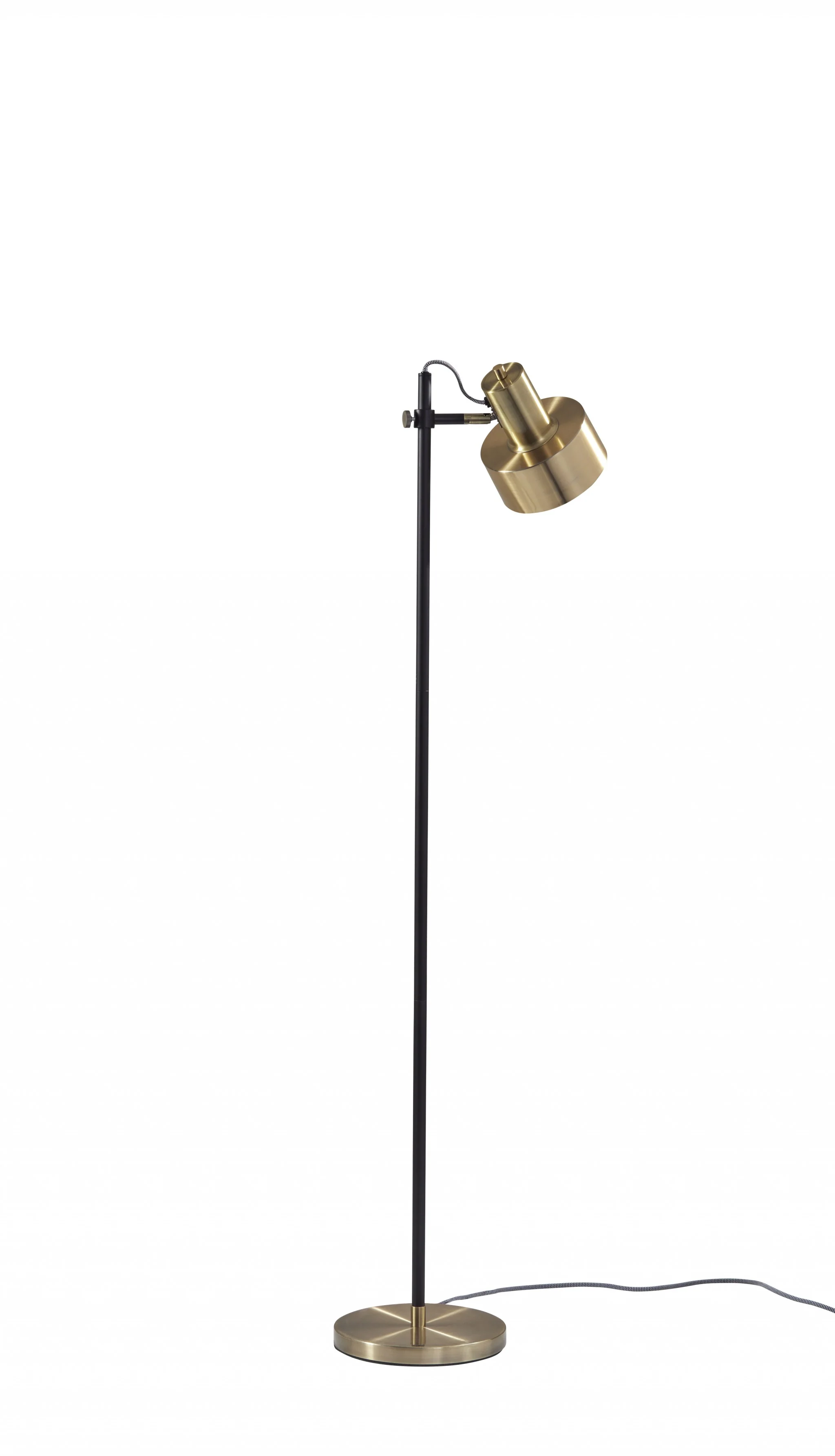 Retro Floor Lamp with Matte Black Pole and Adjustable Jumbo Antique Brass Metal Shade By Homeroots - Image 3
