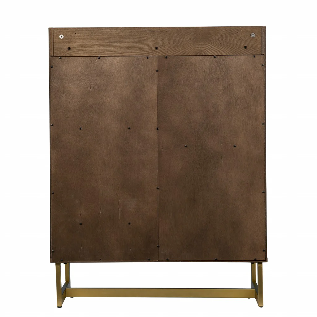Retro Gold Natural And Faux Marble Wine Cabinet By Homeroots - Image 7