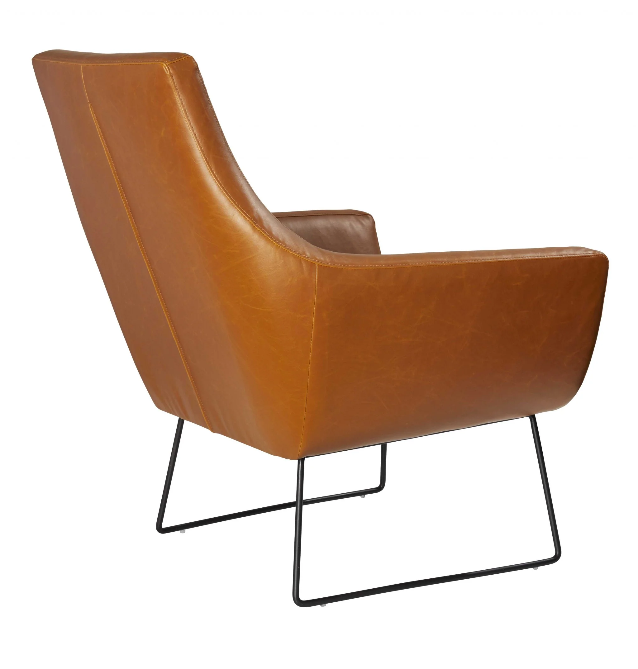 Retro Mod Distressed Camel Faux Leather Arm Chair By Homeroots - Image 2