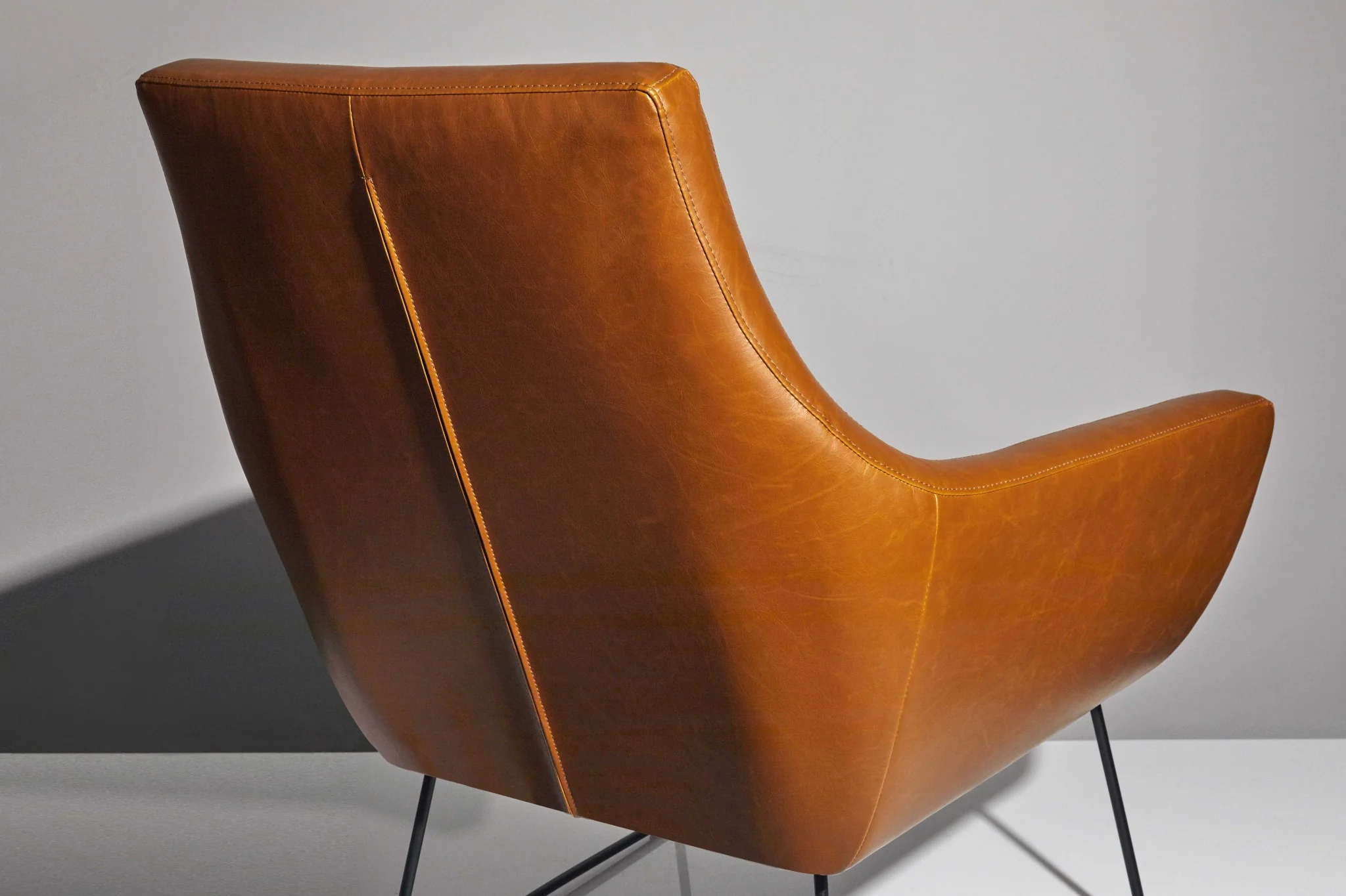 Retro Mod Distressed Camel Faux Leather Arm Chair By Homeroots - Image 4