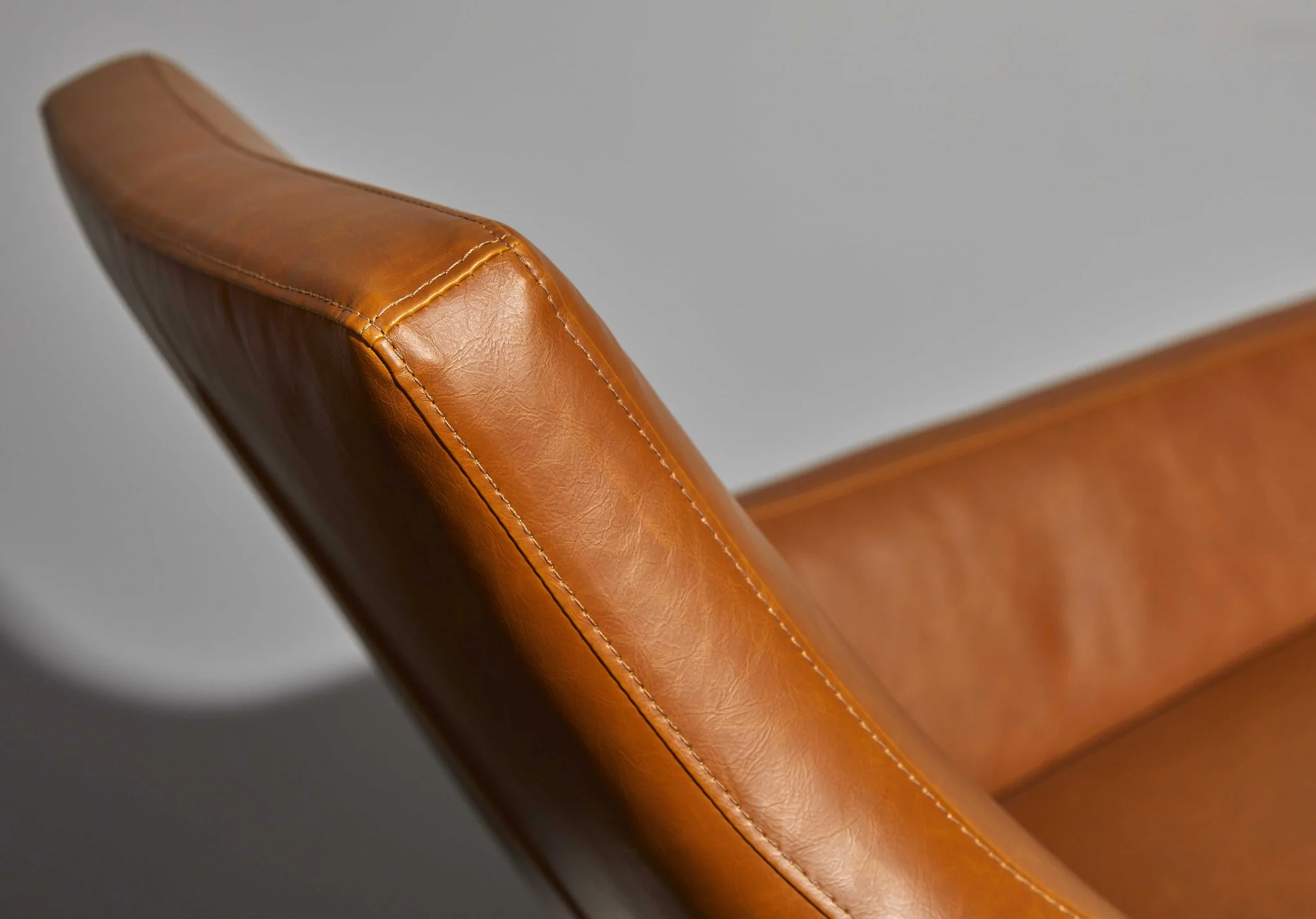 Retro Mod Distressed Camel Faux Leather Arm Chair By Homeroots - Image 5