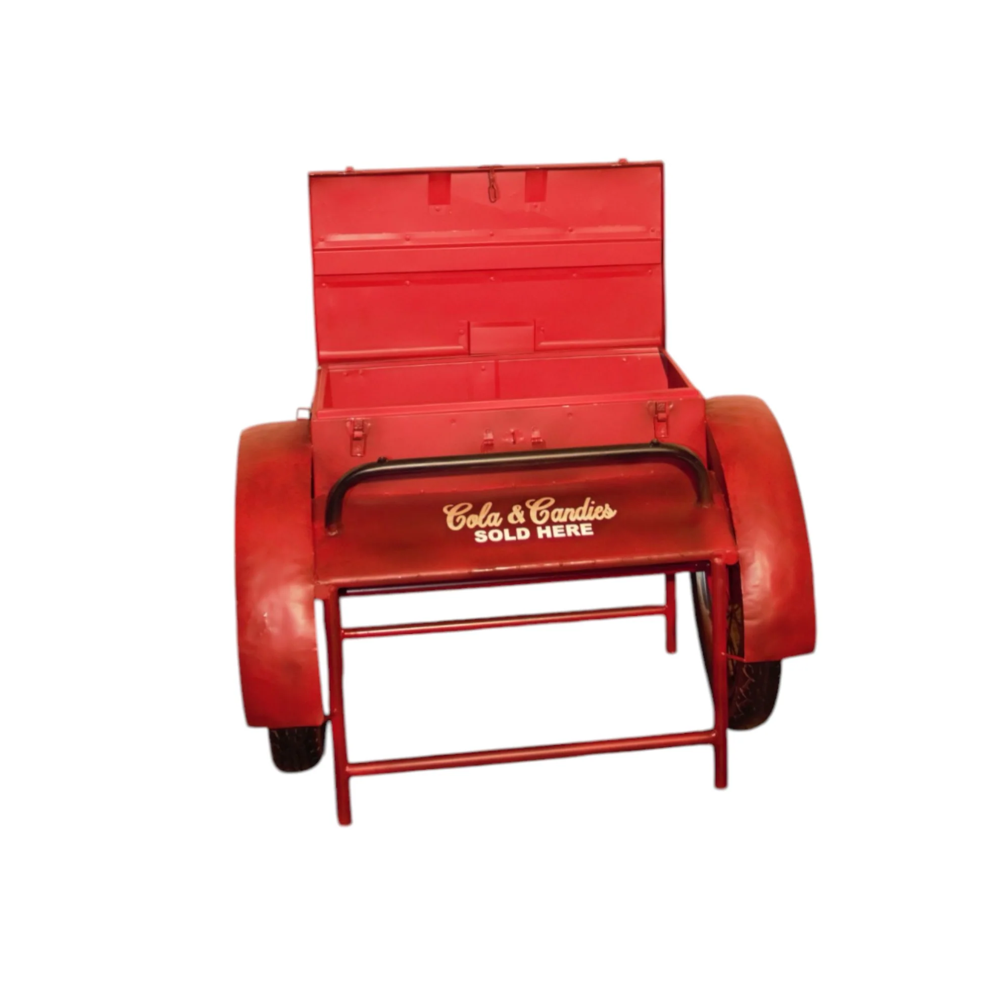 Retro Red Metal Delivery Box Accent Side Table By Homeroots - Image 2
