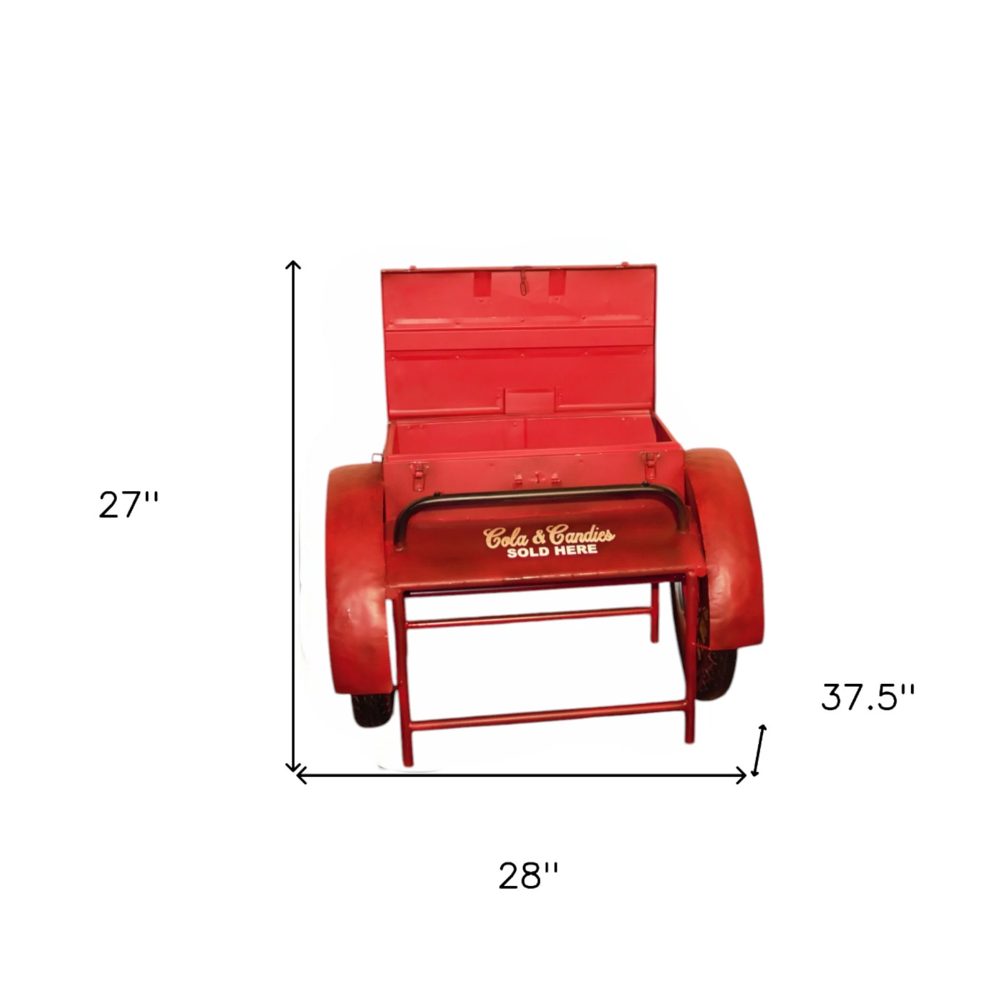 Retro Red Metal Delivery Box Accent Side Table By Homeroots - Image 3