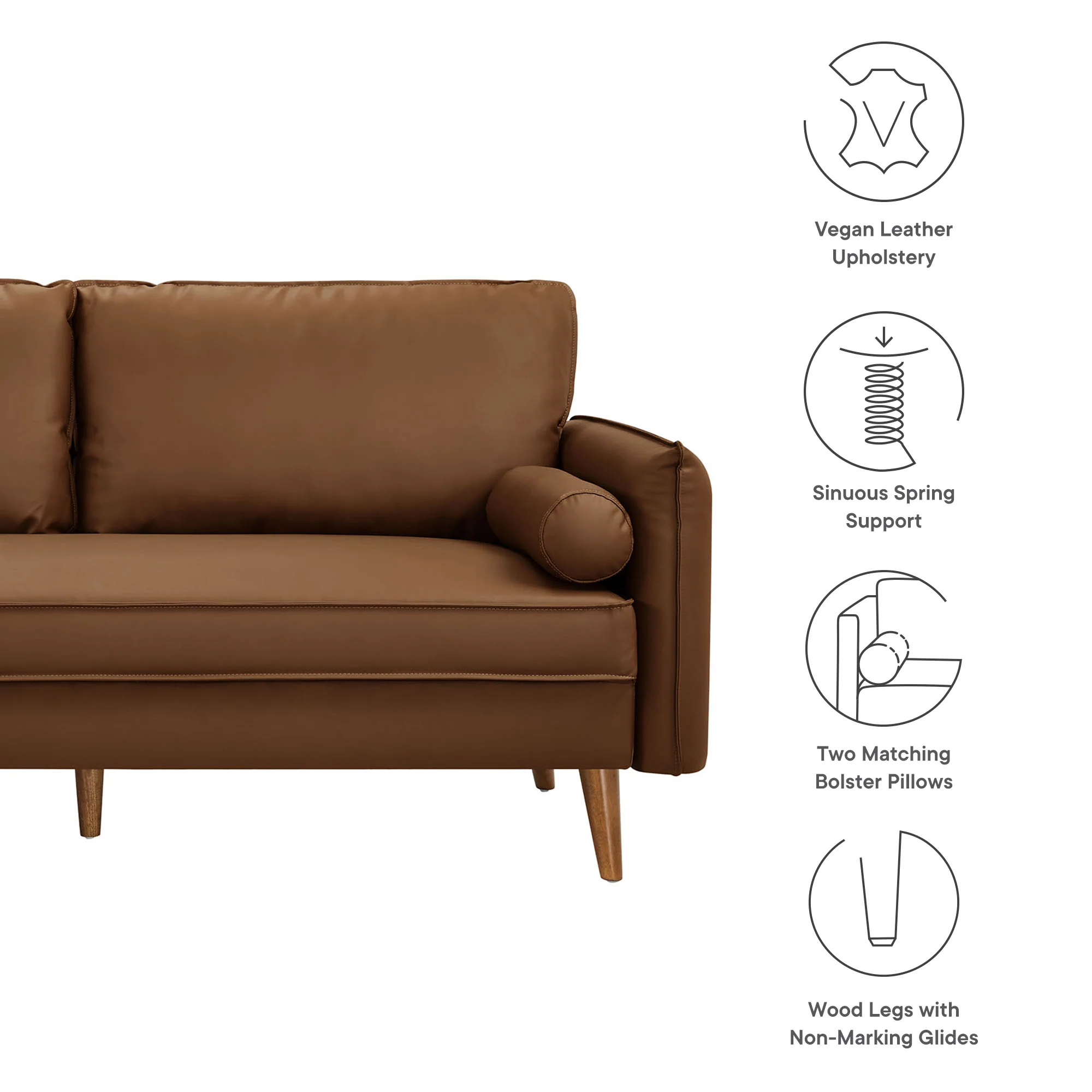 Revive Upholstered Vegan Leather Sofa by Modway - Image 8