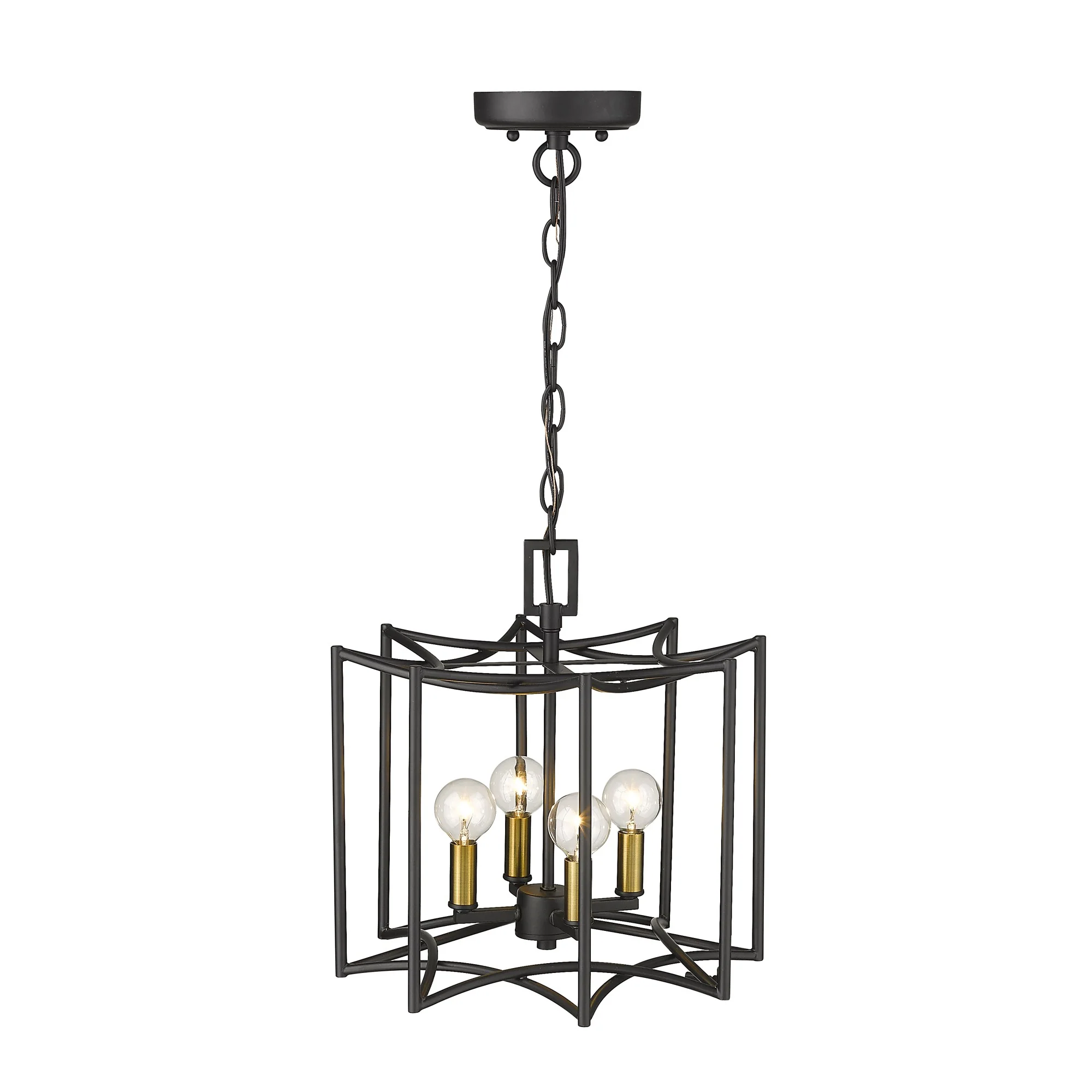 Rhian 4-Light Matte Black Pendant By Homeroots - Image 3