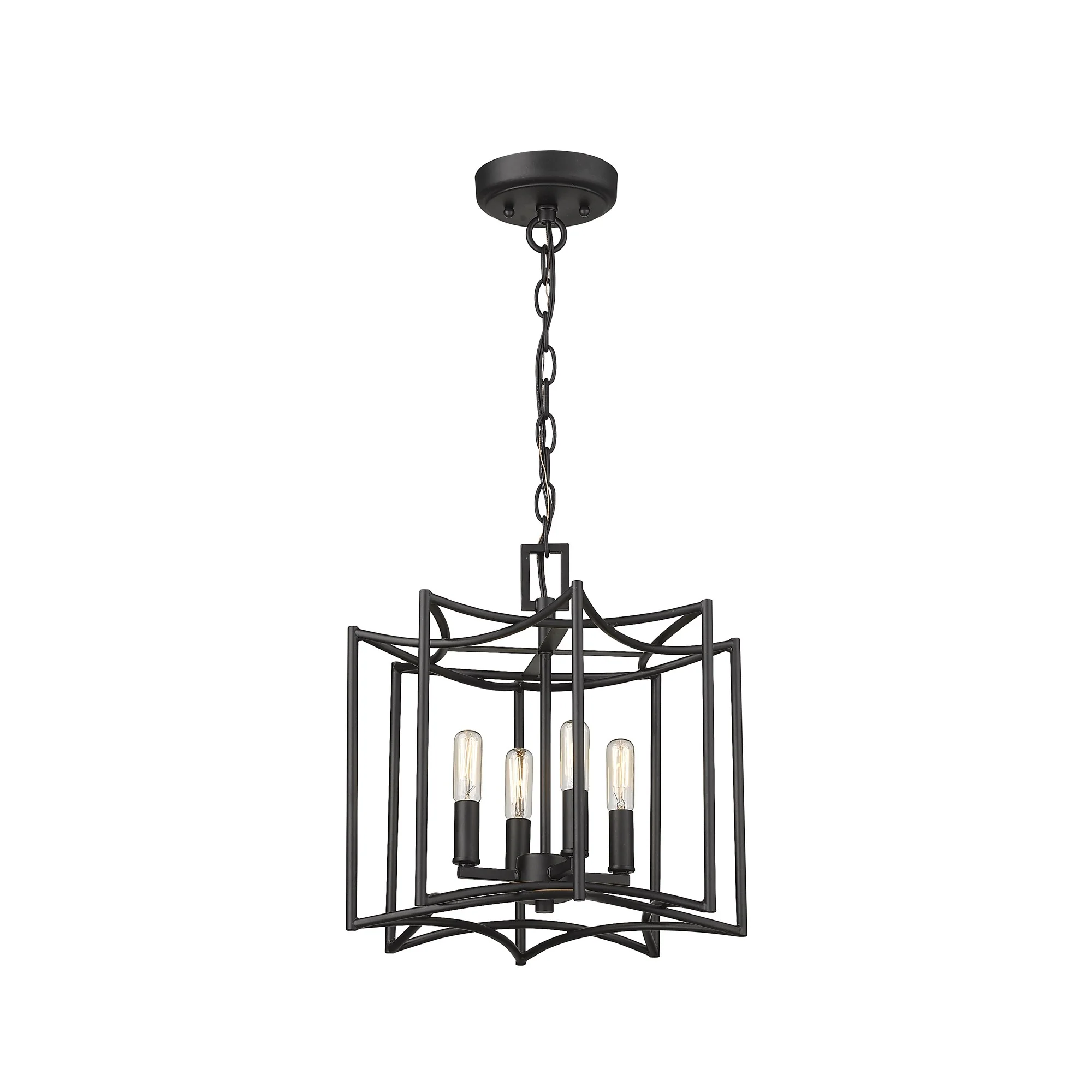 Rhian 4-Light Matte Black Pendant By Homeroots - Image 4