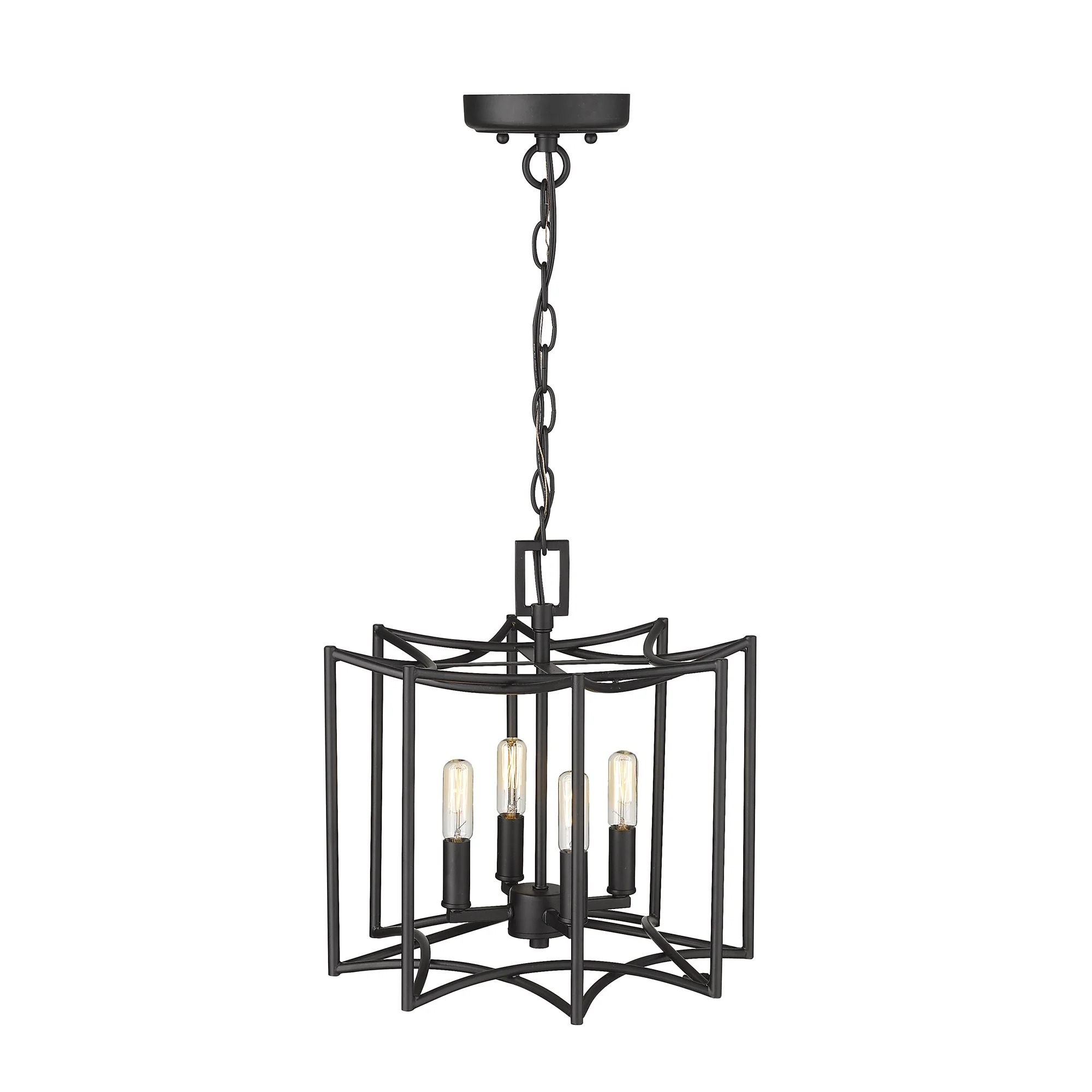 Rhian 4-Light Matte Black Pendant By Homeroots - Image 6