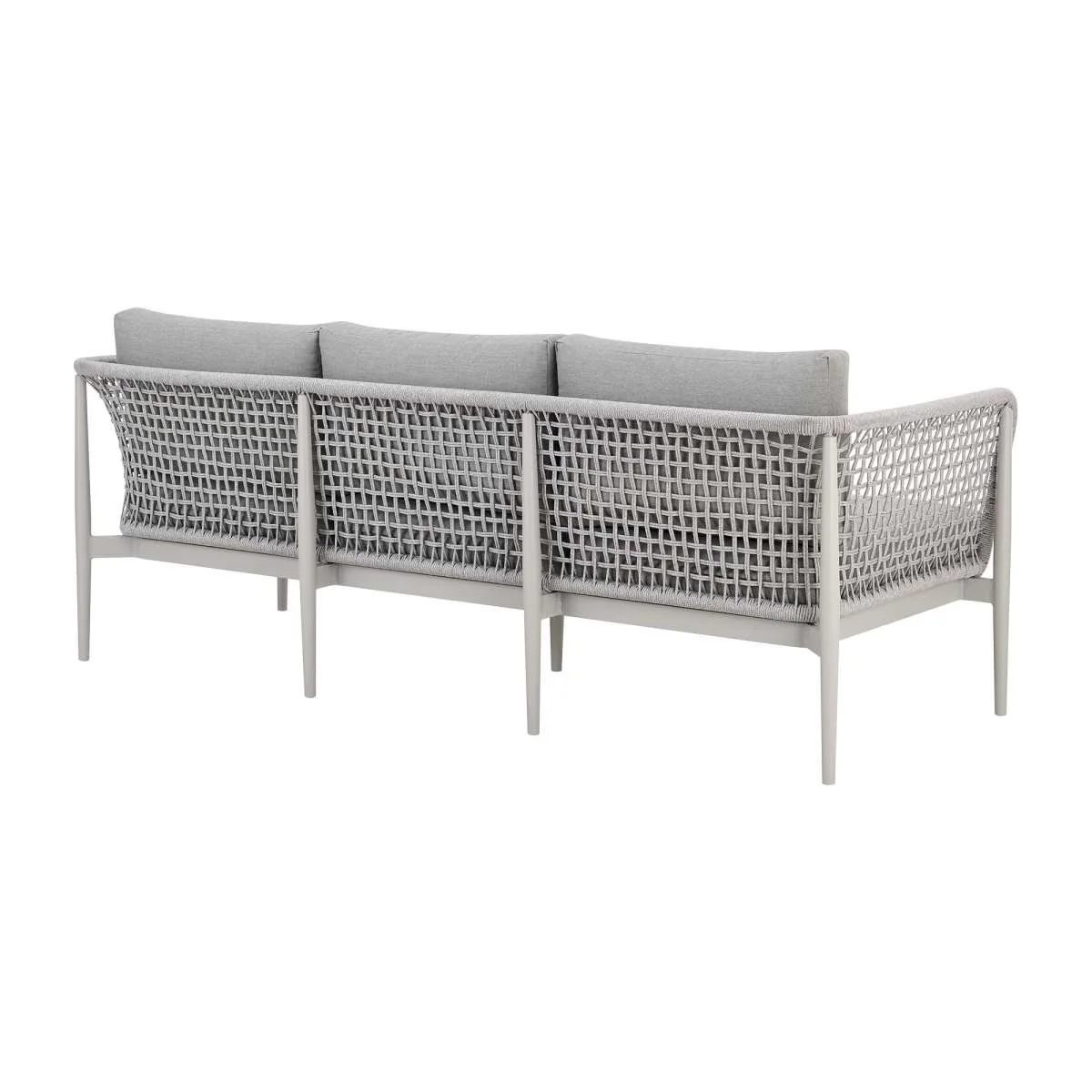 Rhodes Outdoor Patio 4 Piece Conversation Set in Aluminum with Sintered Stone and Gray Cushions By Armen Living - Image 3