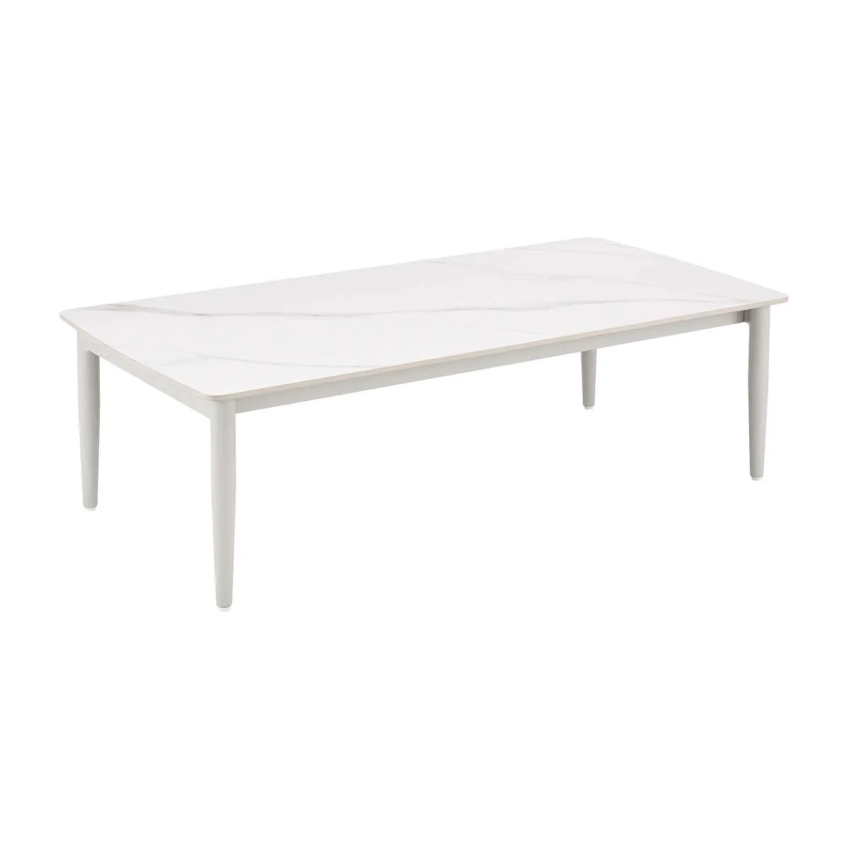 Rhodes Outdoor Patio 4 Piece Conversation Set in Aluminum with Sintered Stone and Gray Cushions By Armen Living - Image 5