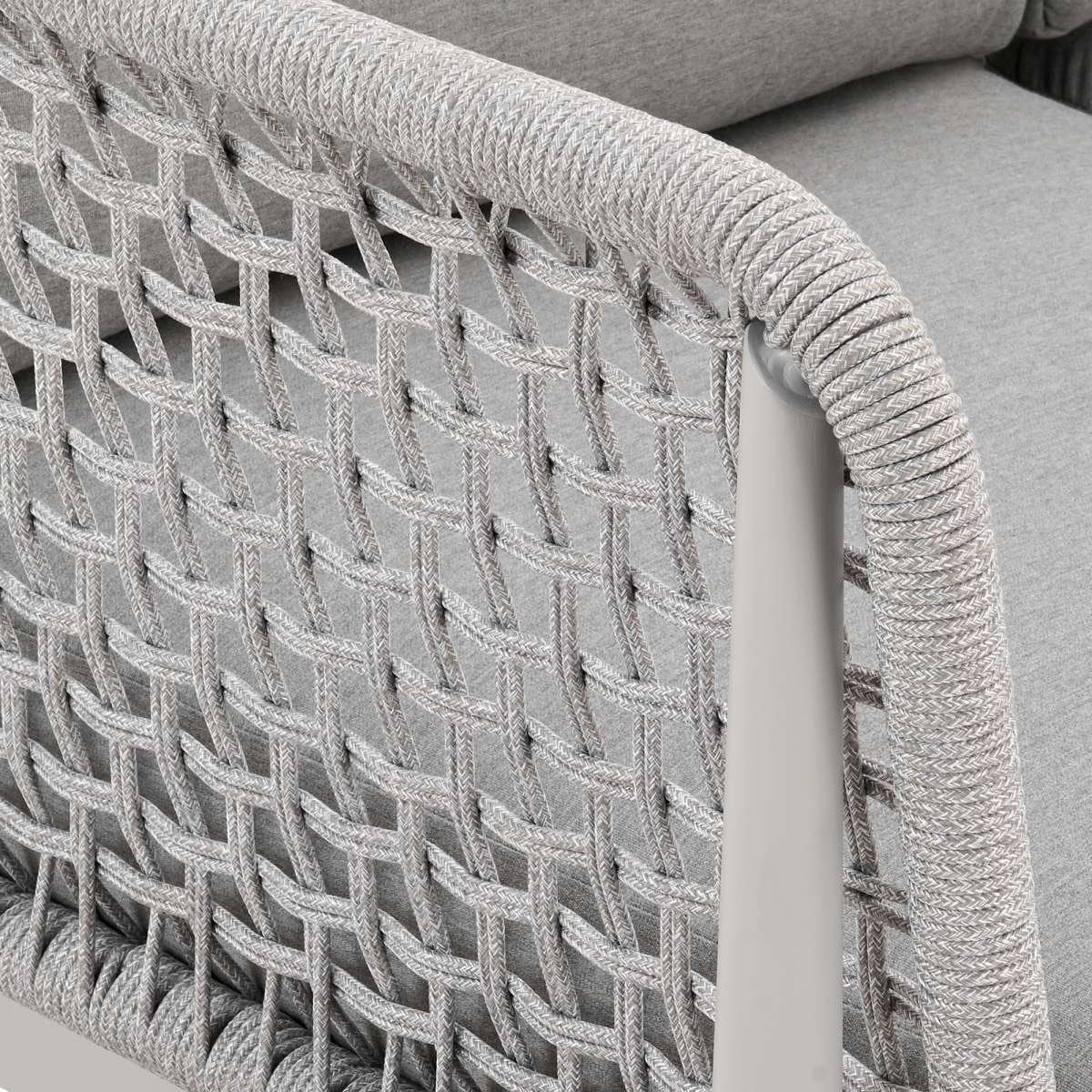 Rhodes Outdoor Patio 4 Piece Conversation Set in Aluminum with Sintered Stone and Gray Cushions By Armen Living - Image 7