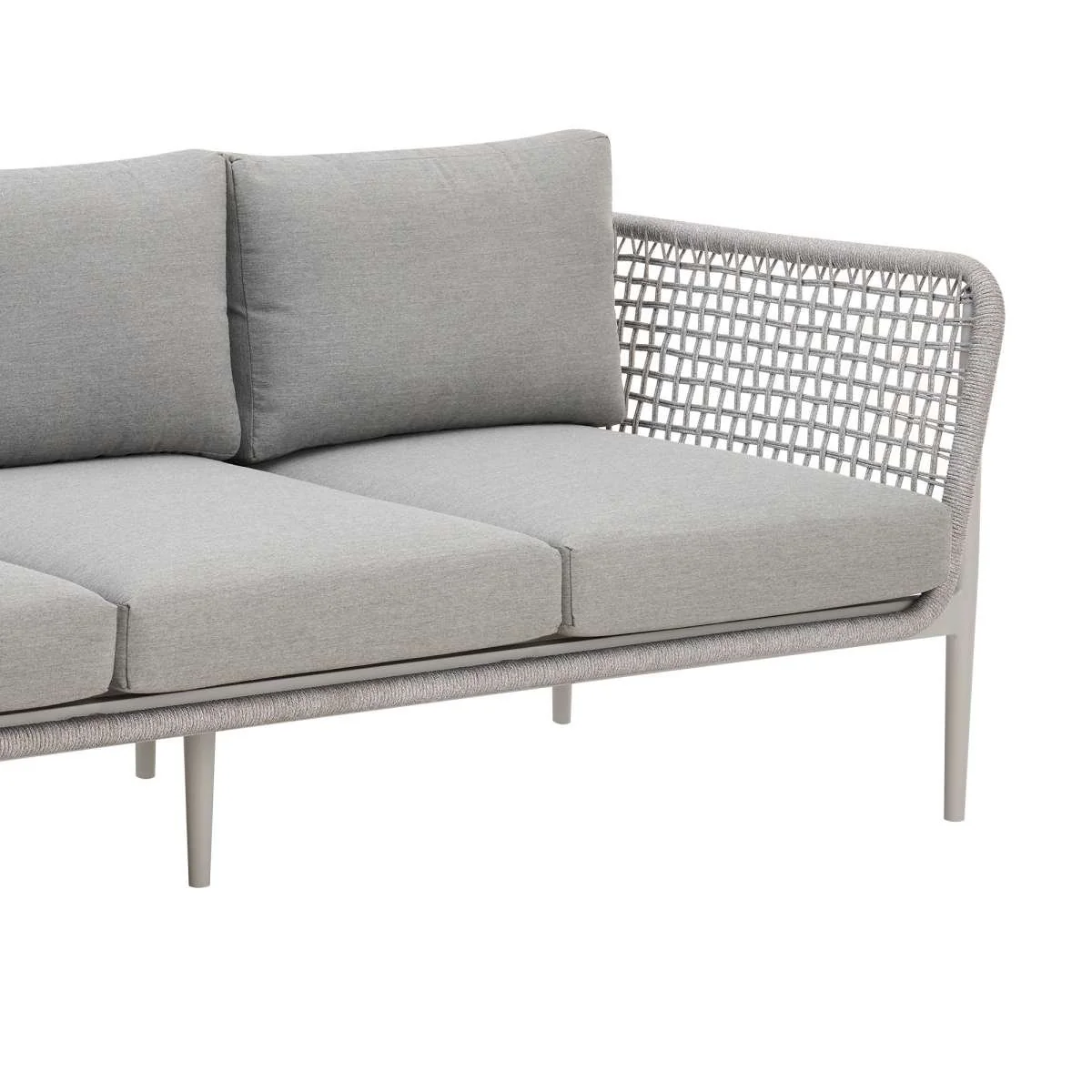 Rhodes Outdoor Patio 4 Piece Conversation Set in Aluminum with Sintered Stone and Gray Cushions By Armen Living - Image 9