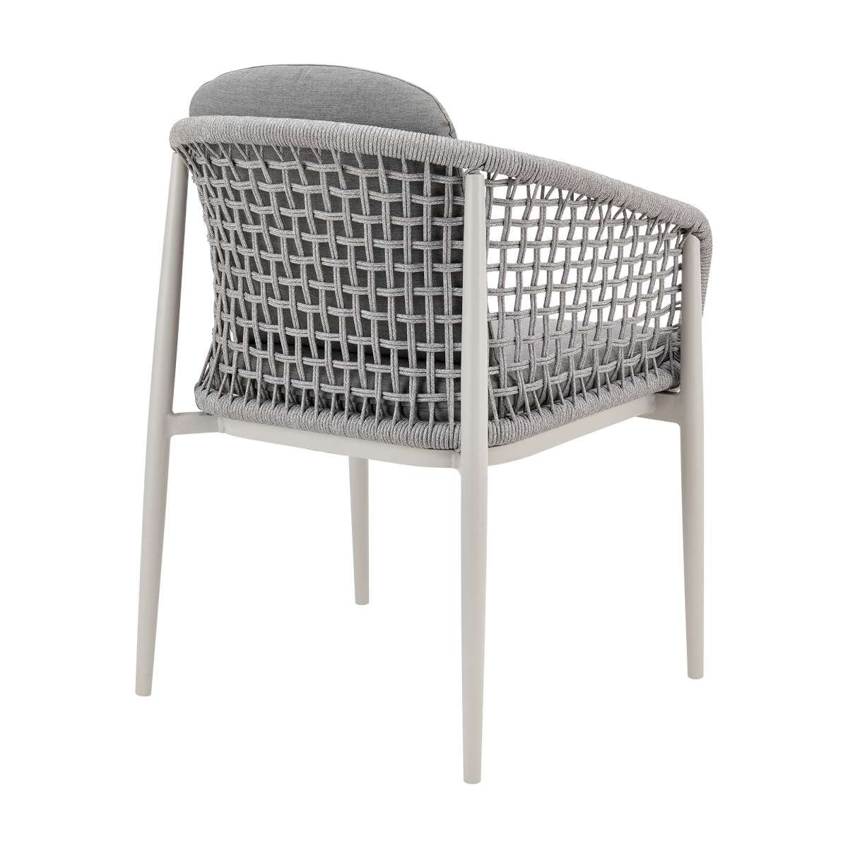 Rhodes Outdoor Patio 7 Piece Dining Set in Aluminum with Sintered Stone and Gray Cushions By Armen Living - Image 3