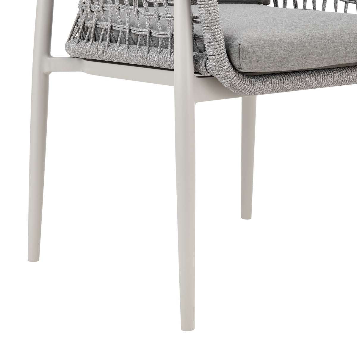 Rhodes Outdoor Patio 7 Piece Dining Set in Aluminum with Sintered Stone and Gray Cushions By Armen Living - Image 8