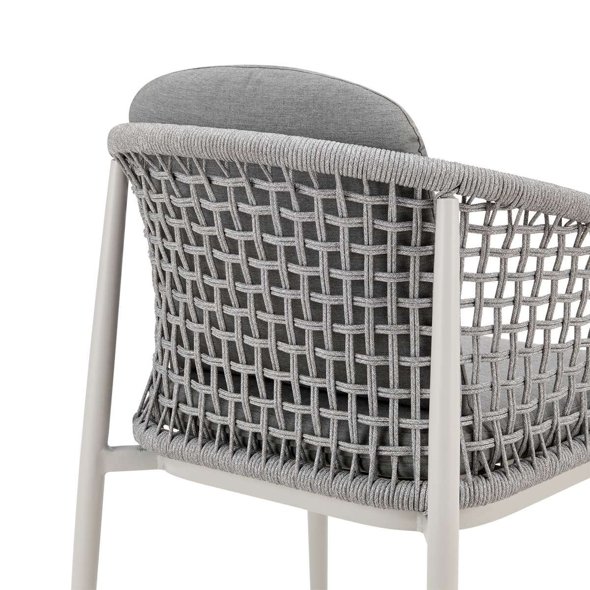 Rhodes Outdoor Patio Dining Chair in Aluminum with Light Gray Rope and Cushions - Set of 2 By Armen Living - Image 6