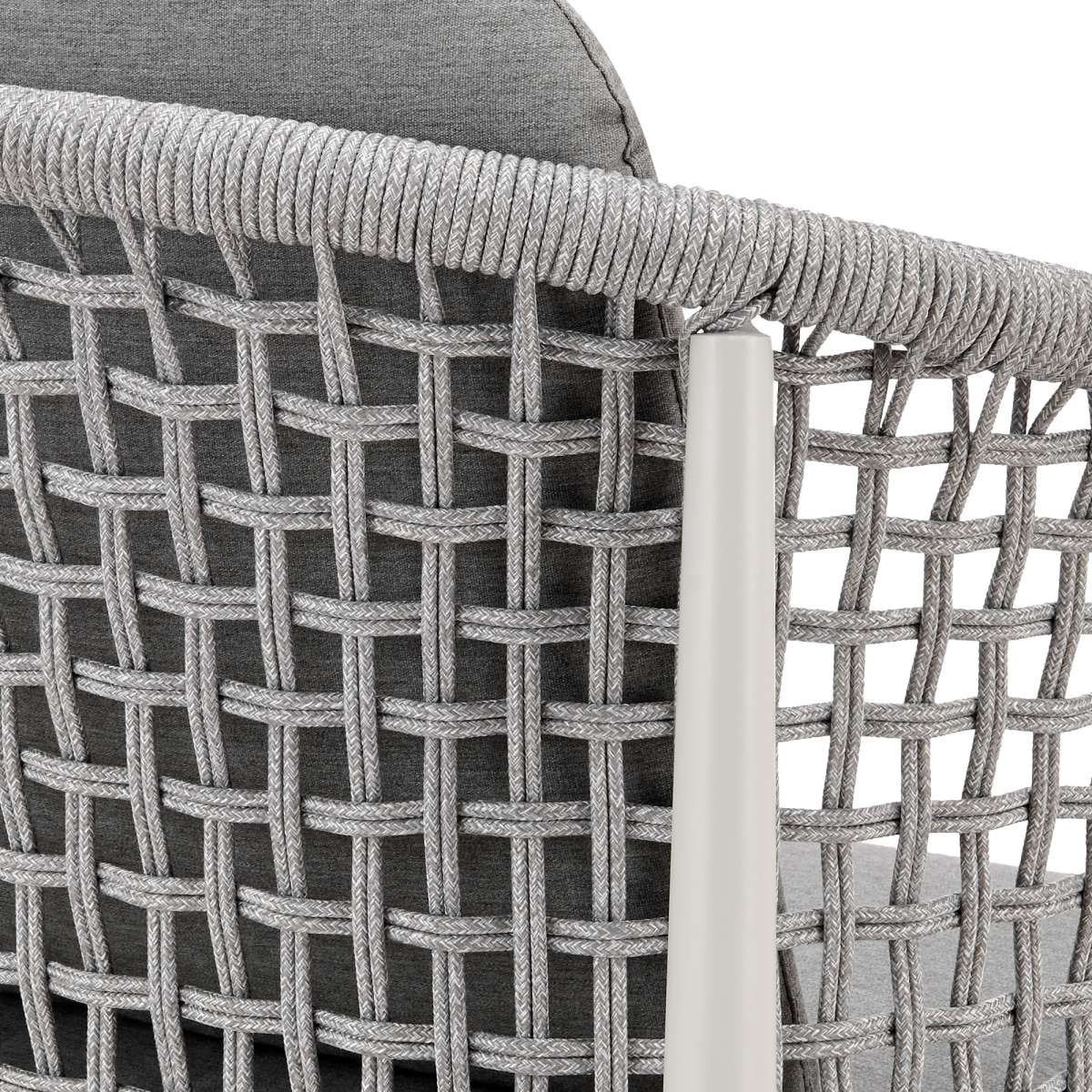Rhodes Outdoor Patio Dining Chair in Aluminum with Light Gray Rope and Cushions - Set of 2 By Armen Living - Image 7