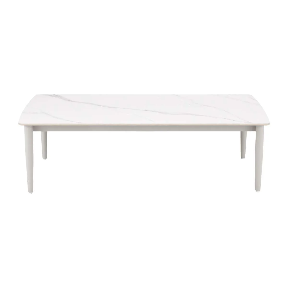 Rhodes Outdoor Patio Rectangular Coffee Table in Snowy Sintered Stone and Porcelain Finish By Armen Living - Image 3