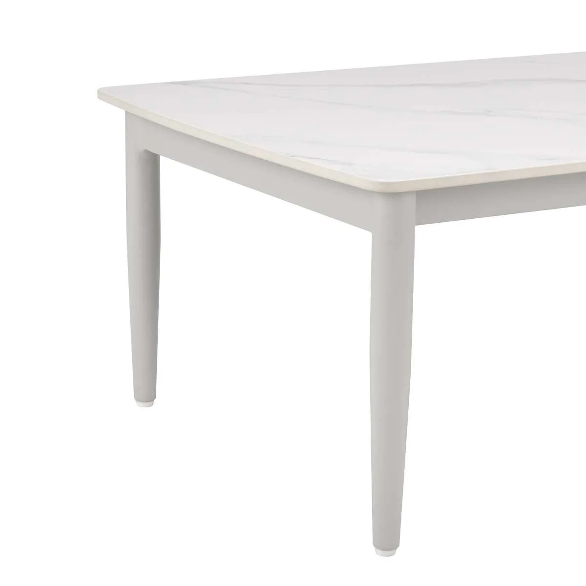Rhodes Outdoor Patio Rectangular Coffee Table in Snowy Sintered Stone and Porcelain Finish By Armen Living - Image 4