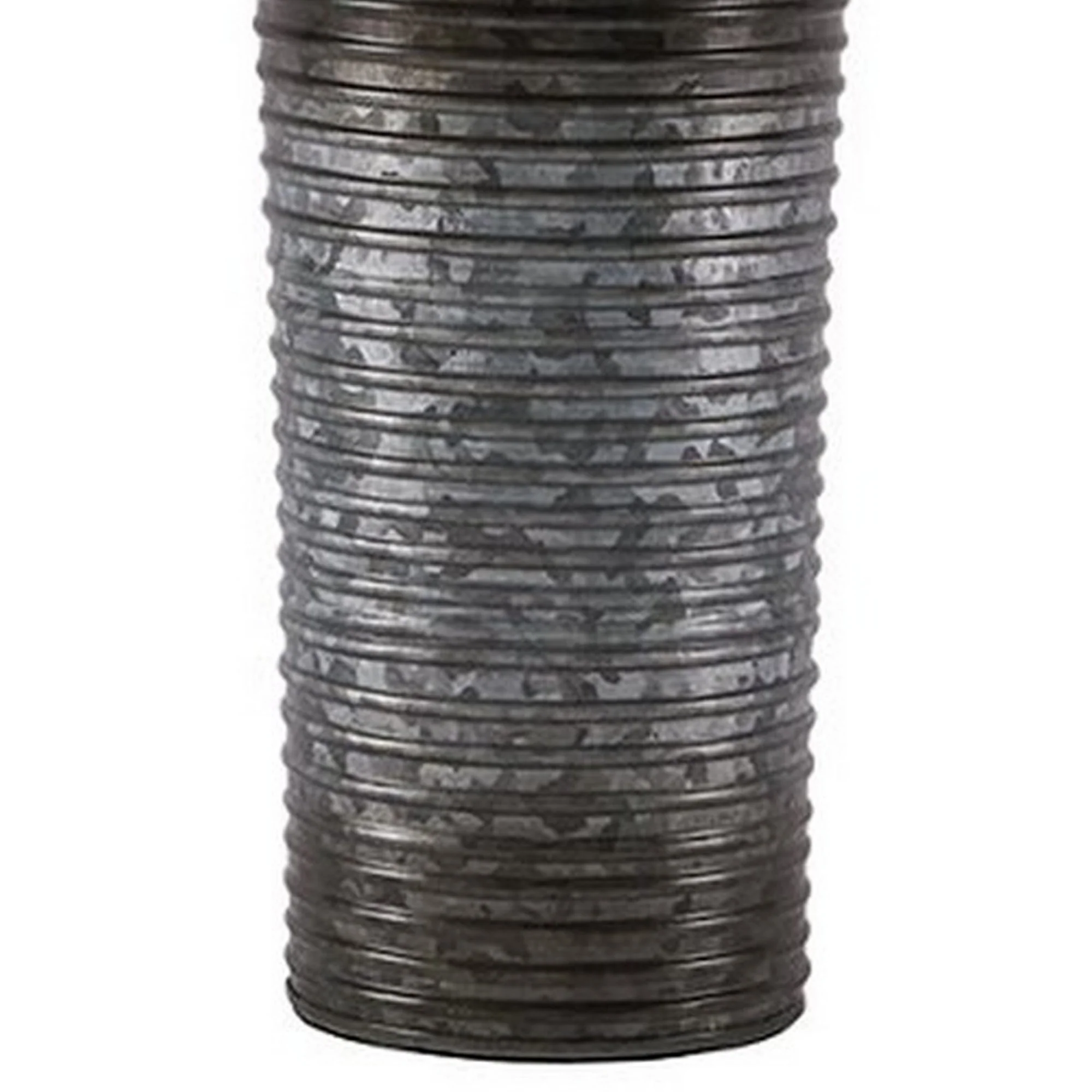 Ribbed Design Metal Body Table Lamp With Tapered Fabric Shade Set Of 2 Gray By Benzara - Image 3
