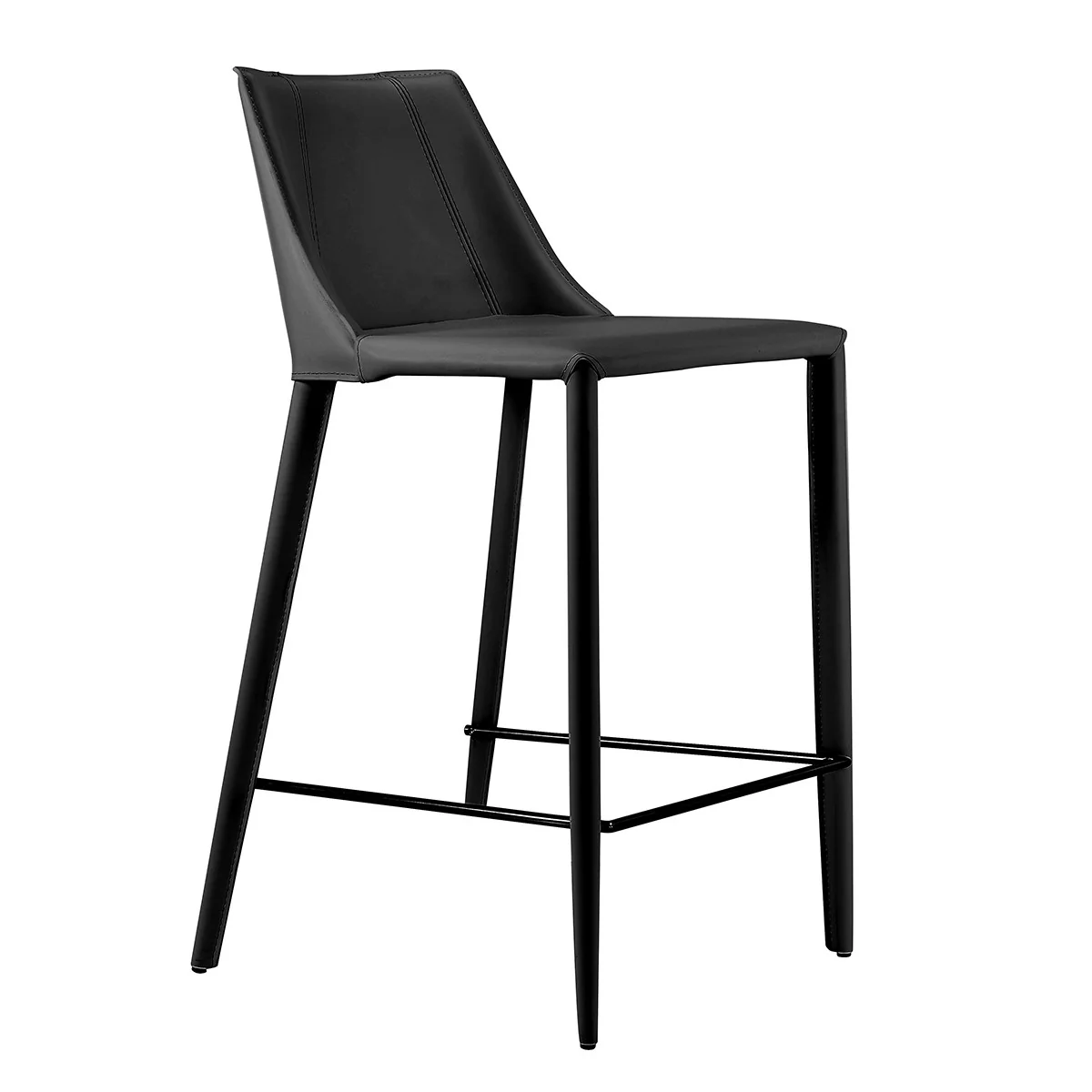 Rich Black Faux Leather Counter Stool By Homeroots - Image 2