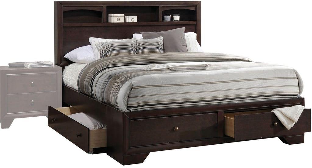 Rich Espresso Finish King Bed With Storage By Homeroots - Image 3