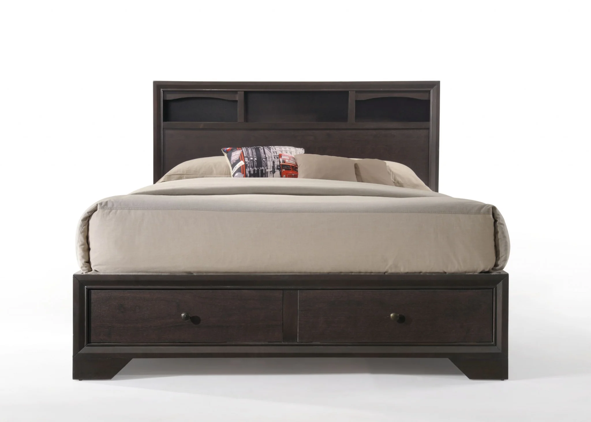 Rich Espresso Finish Queen Bed With Storage By Homeroots - Image 2