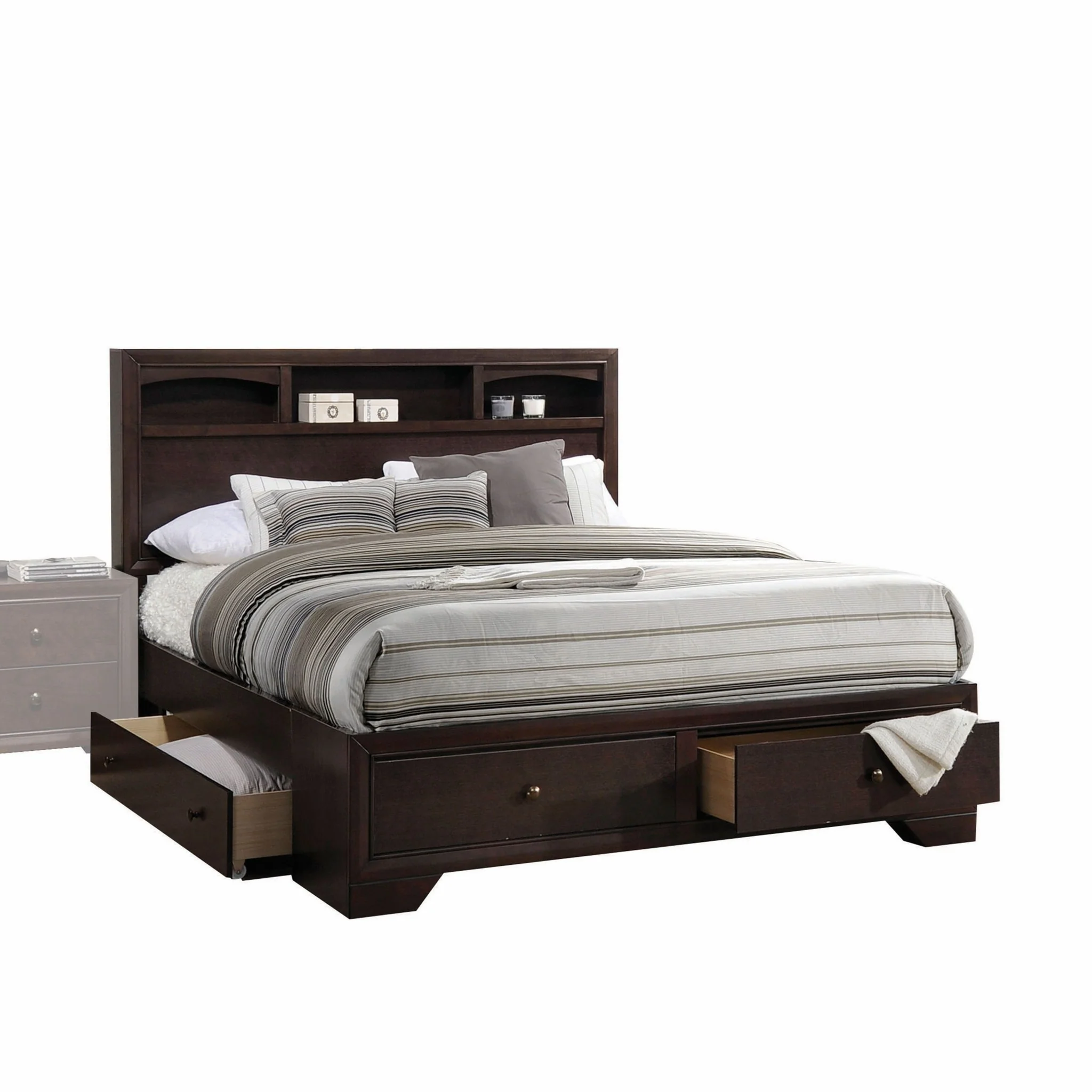 Rich Espresso Finish Queen Bed With Storage By Homeroots - Image 4
