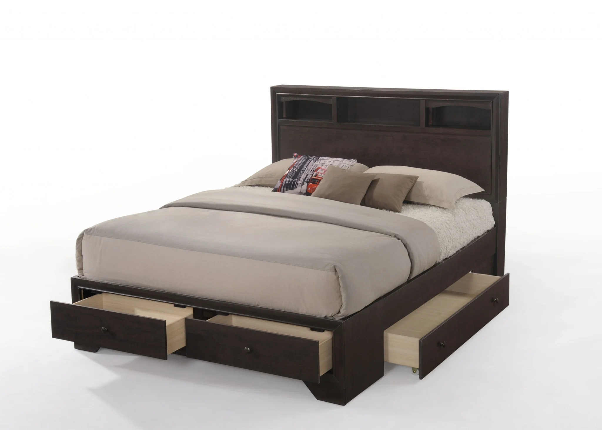 Rich Espresso Finish Queen Bed With Storage By Homeroots - Image 5