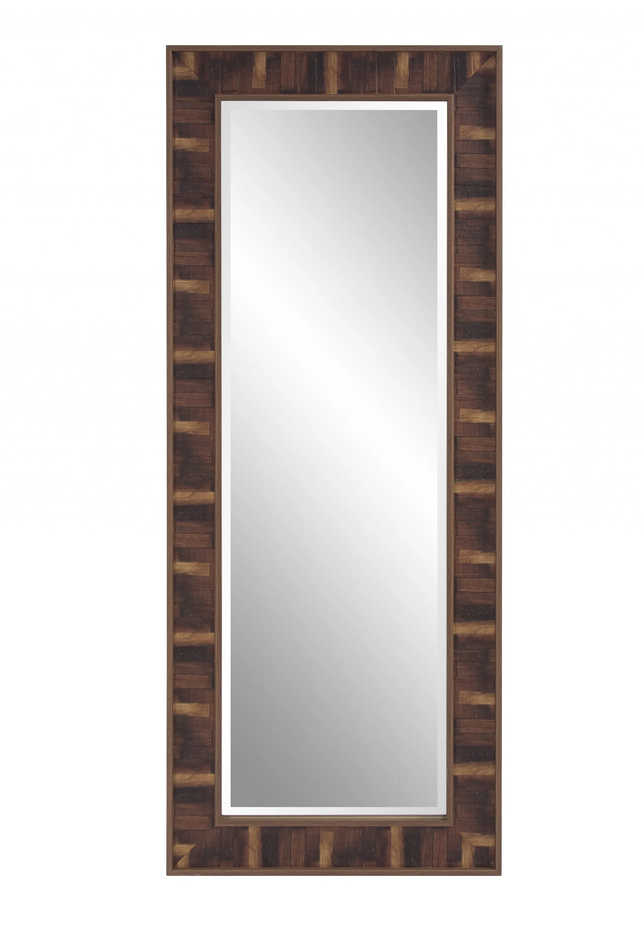 Rich Rustic Brown Faux Wood Full Body Wall Mirror By Homeroots - Image 3