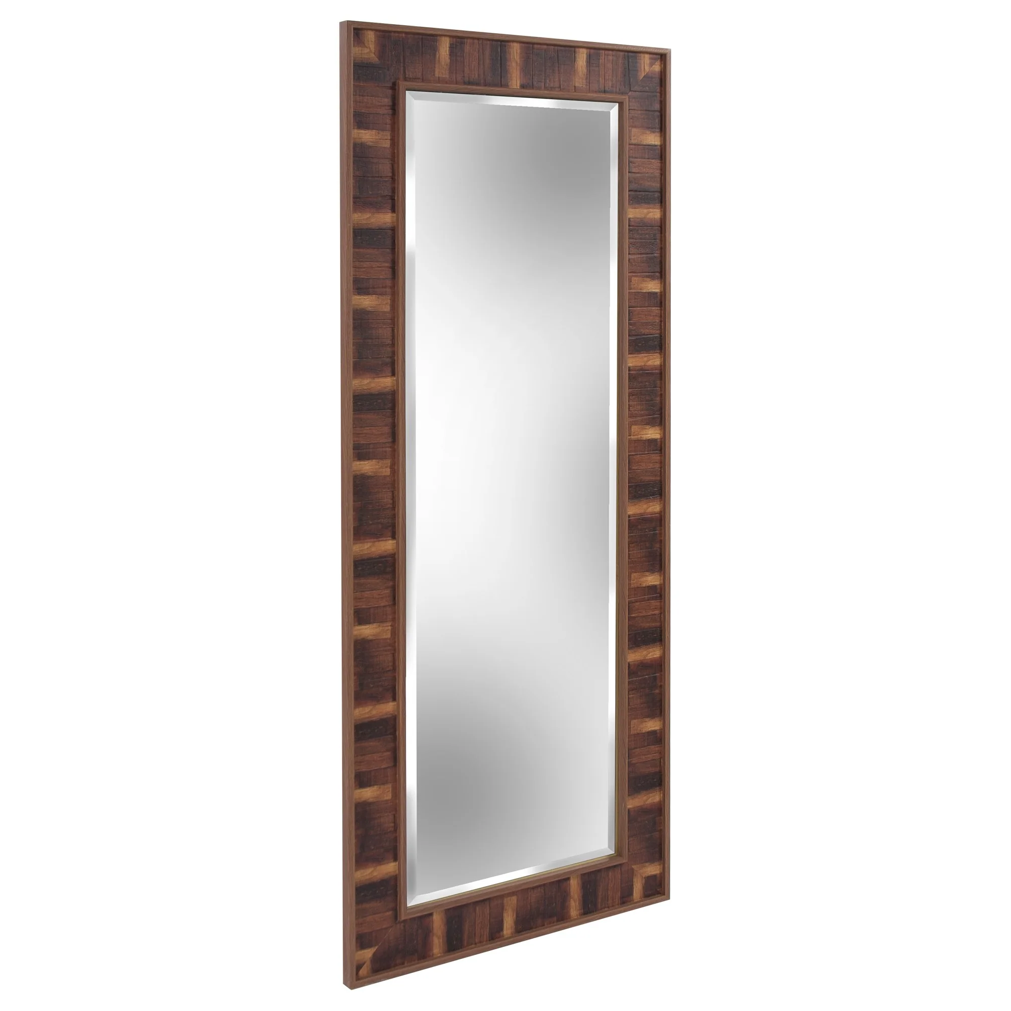 Rich Rustic Brown Faux Wood Full Body Wall Mirror By Homeroots - Image 4