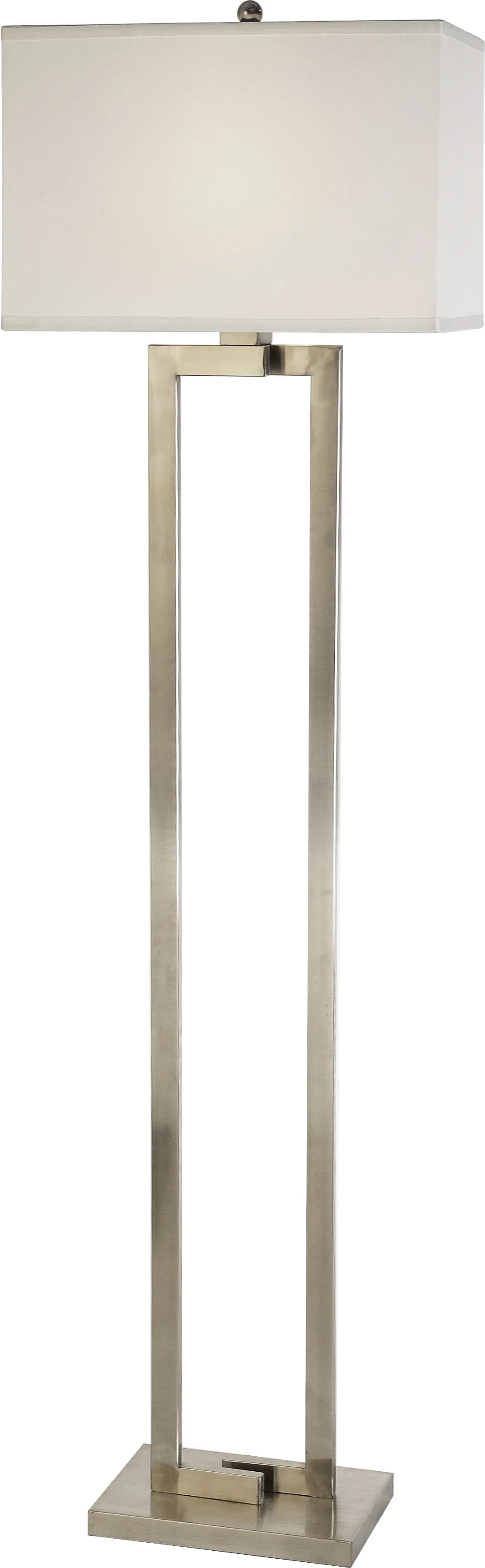 Riley 1-Light Brushed Nickel Floor Lamp With Off White Shantung Shade By Homeroots - Image 2