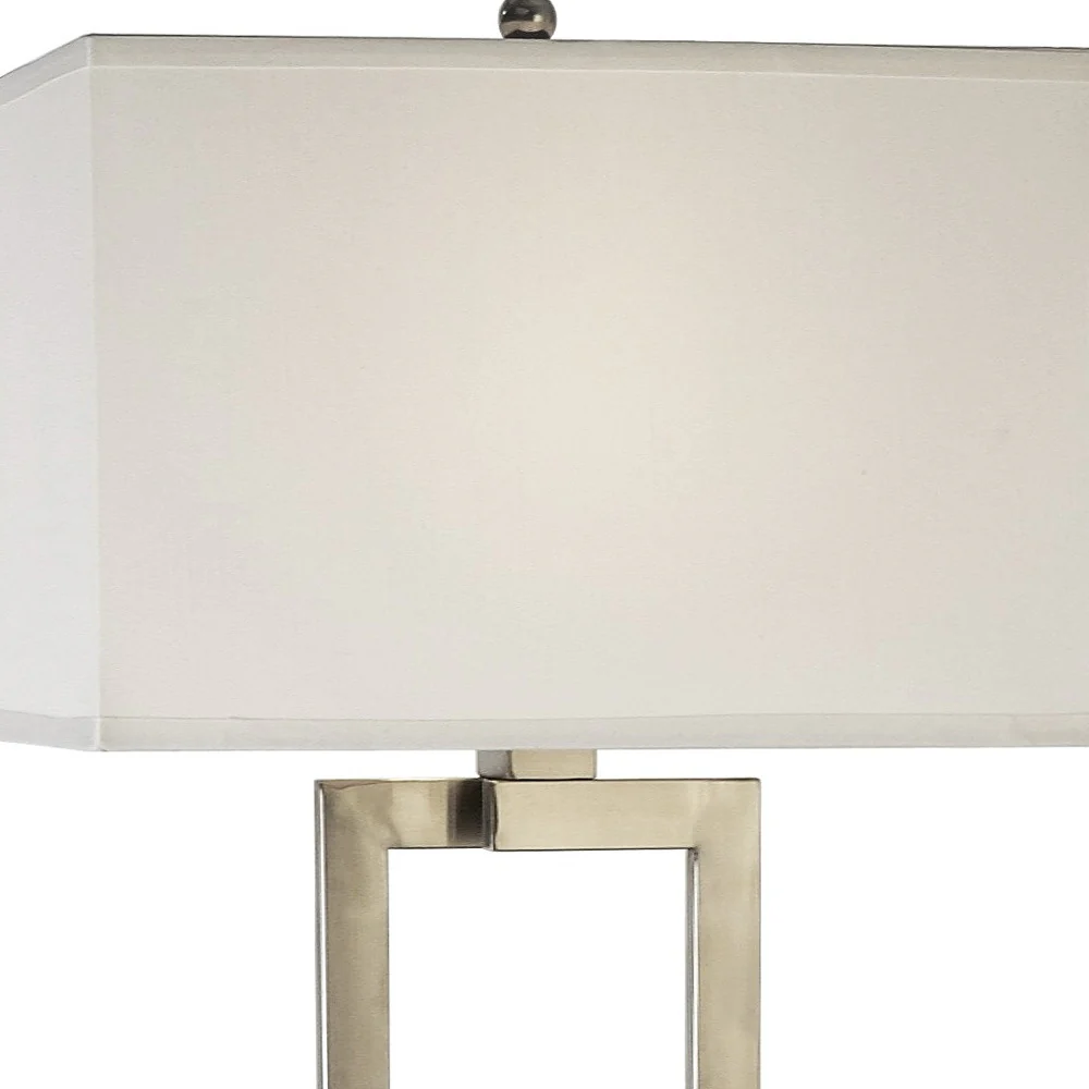 Riley 1-Light Brushed Nickel Floor Lamp With Off White Shantung Shade By Homeroots - Image 3