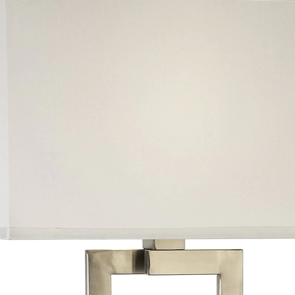 Riley 1-Light Brushed Nickel Floor Lamp With Off White Shantung Shade By Homeroots - Image 4